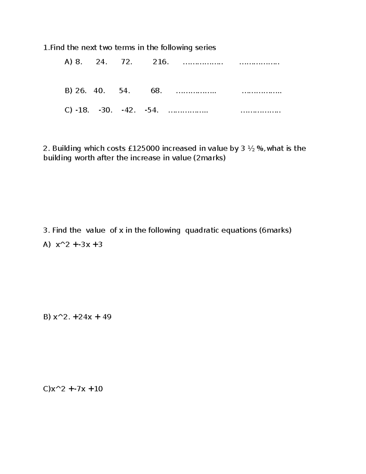 Year 10 Mathematics: Series, Equations, and Probability Exercises - Studocu