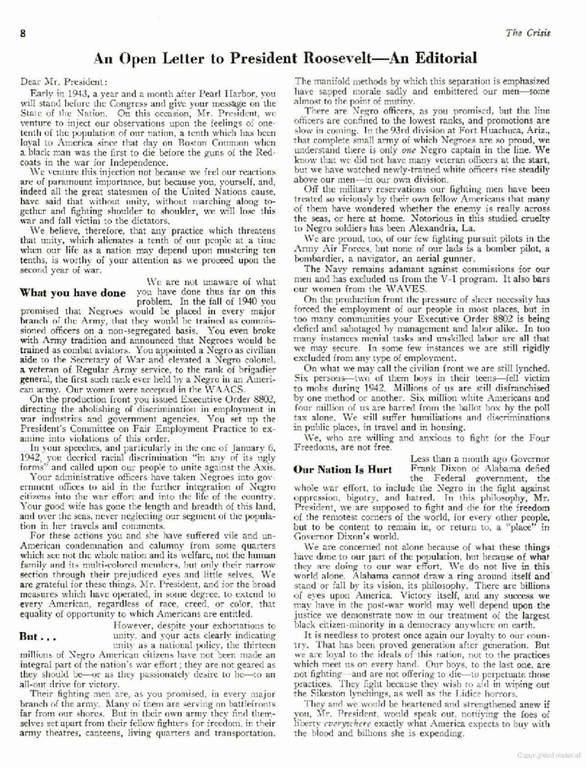 An Open Letter to President Roosevelt: Racial Equality in WWII - 8 The ...