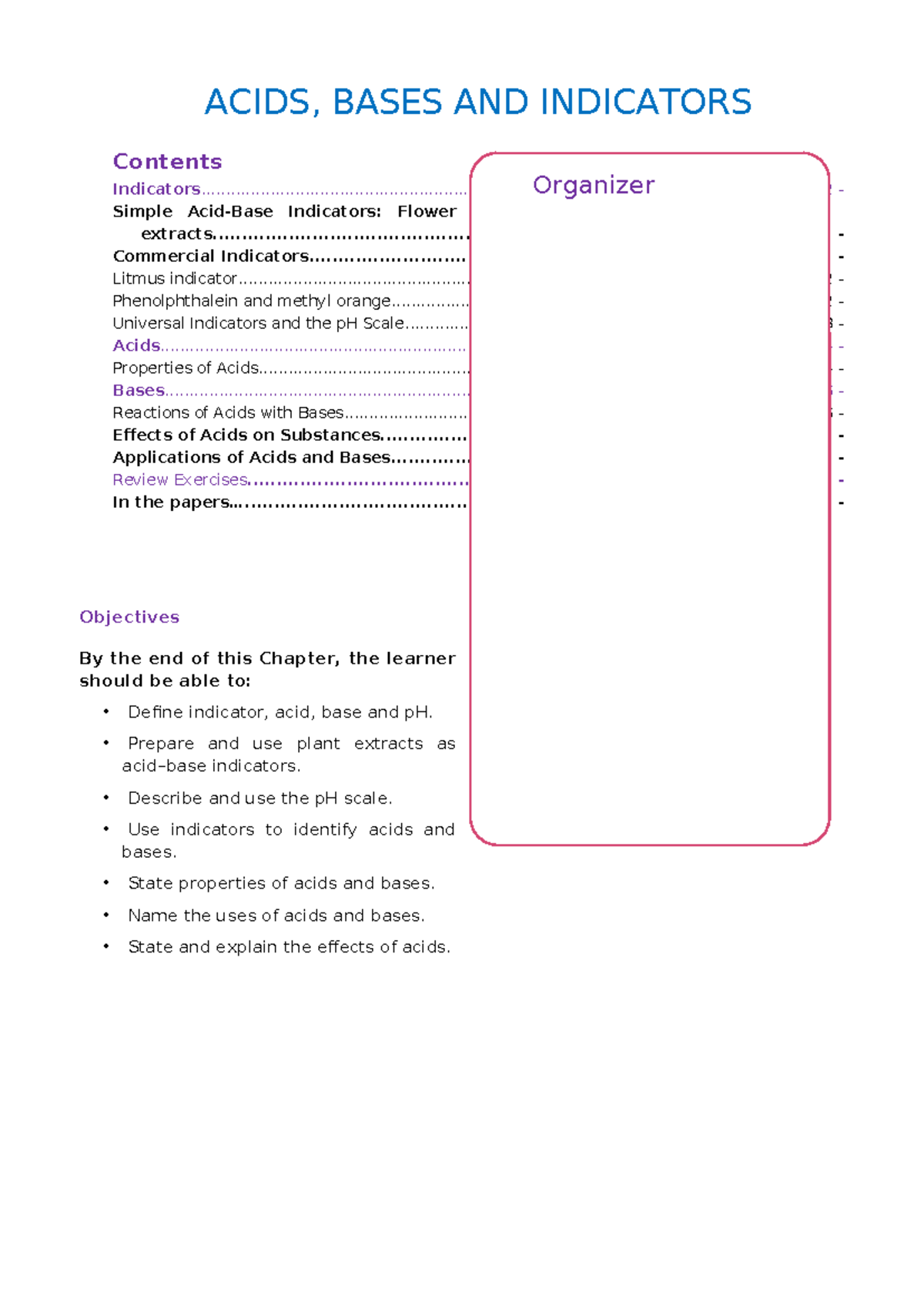Acids, Bases & Indicators - I.Chemistry 1.3 Lecture Notes - Studocu