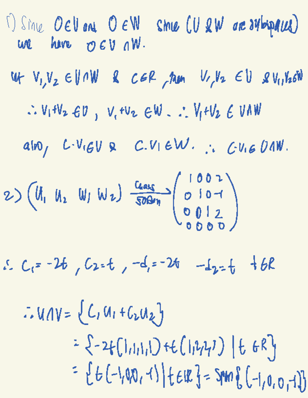 MA1522 Lecture 10: Understanding OEV, OeW, and Subspaces - Studocu