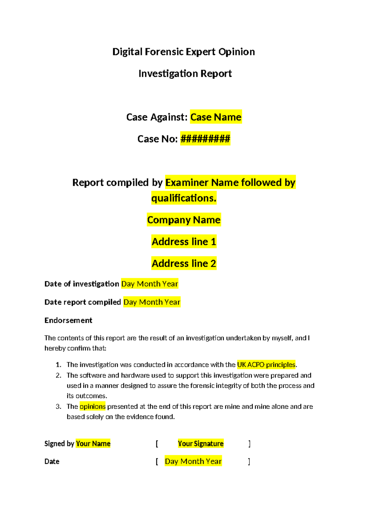DFReport Template - Digital Forensic Investigation Overview - Studocu