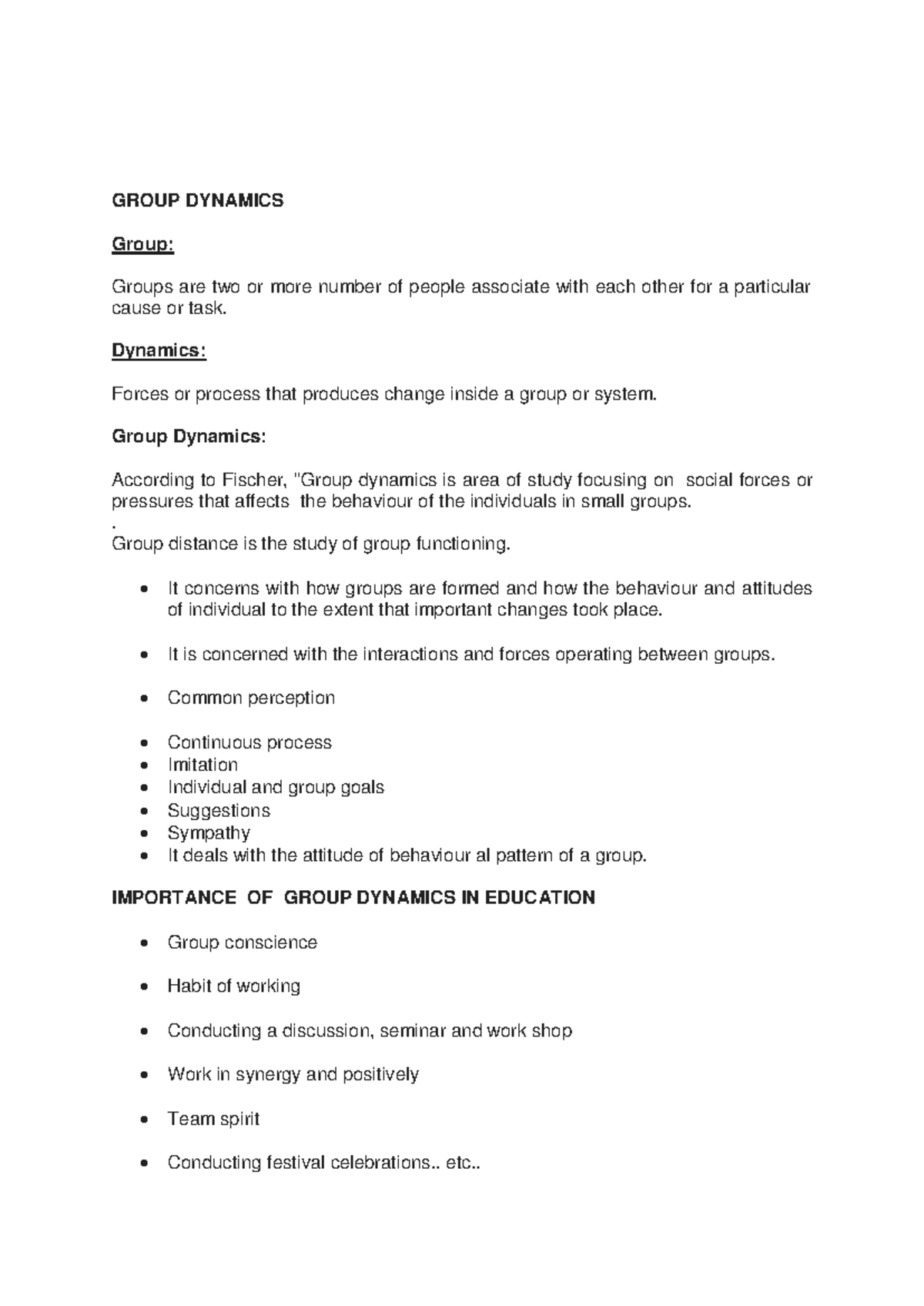 Group dynamics and Sociometry - GROUP DYNAMICS Group: Groups are two or ...