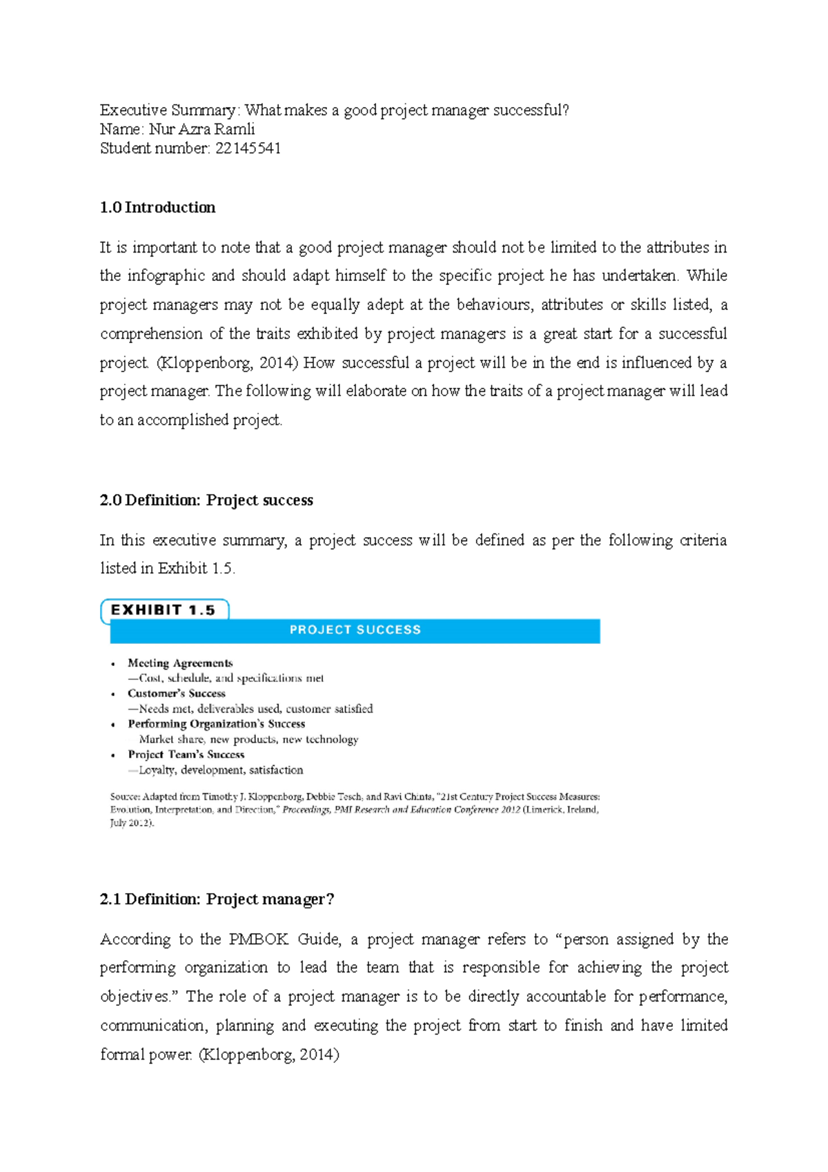 Executive summary - Grade: HD - Executive Summary: What makes a good ...