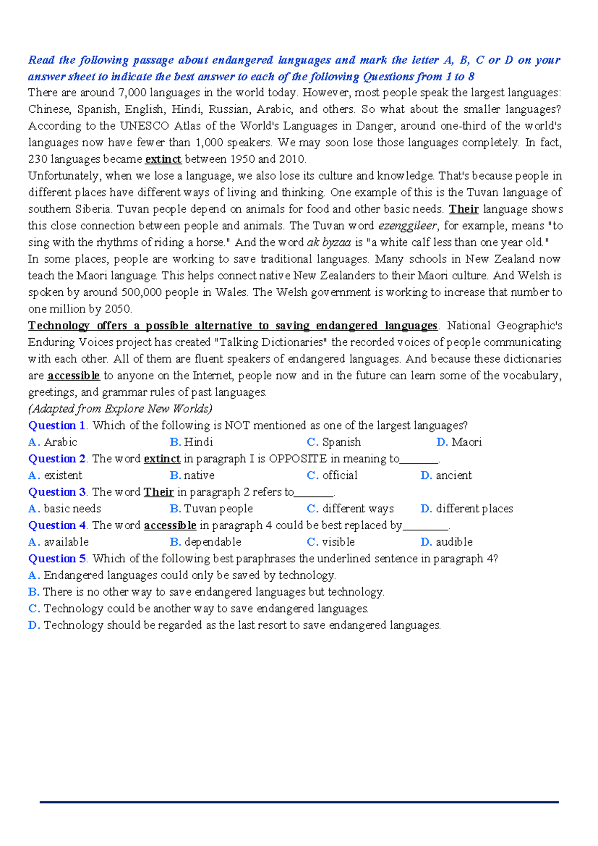 Endangered Languages and Their Preservation: A Study Guide - Studocu