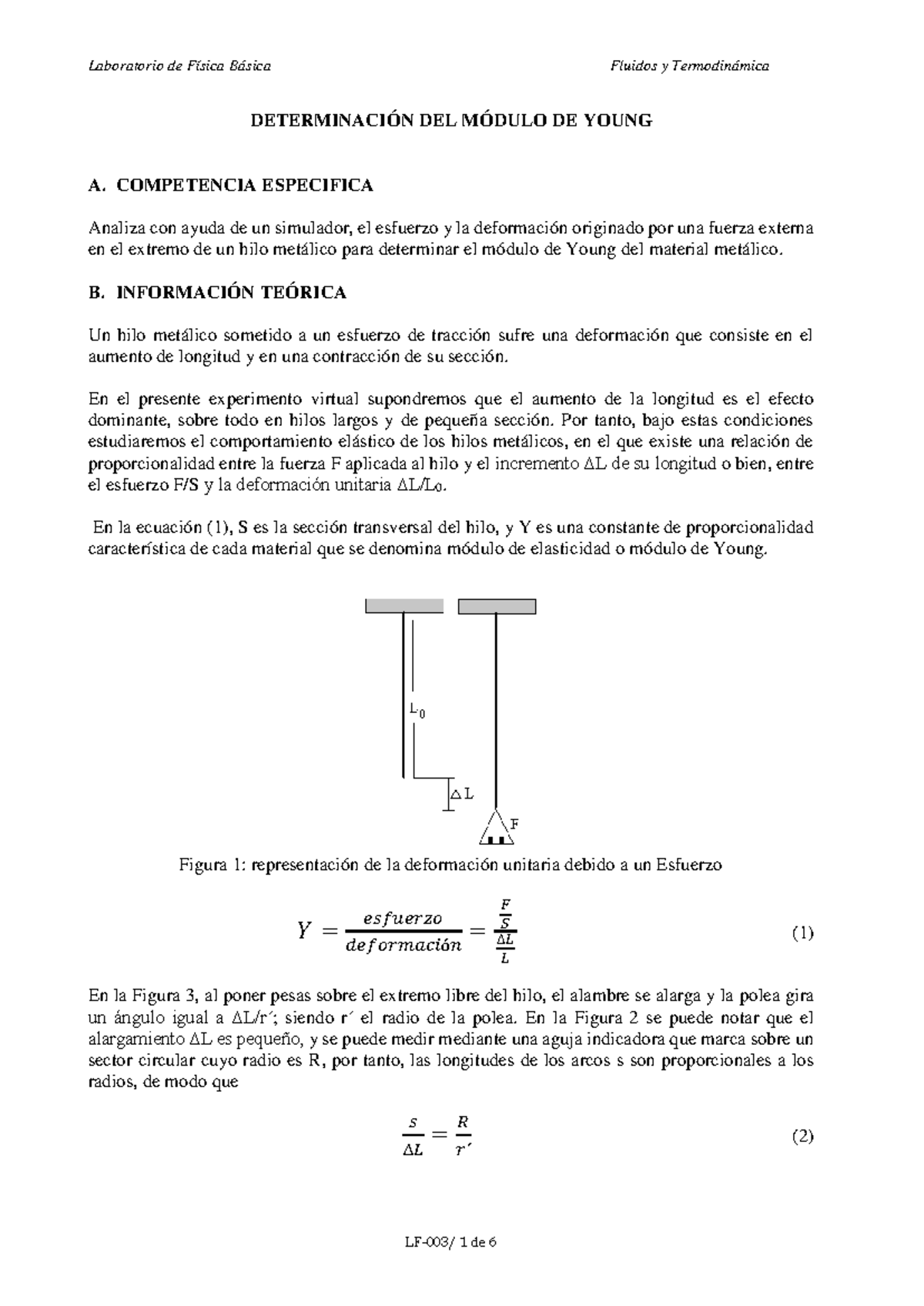 Guia 3 Modulo de Young - GUIA DE LABORATORIO - DETERMINACIÓN DEL MÓDULO ...