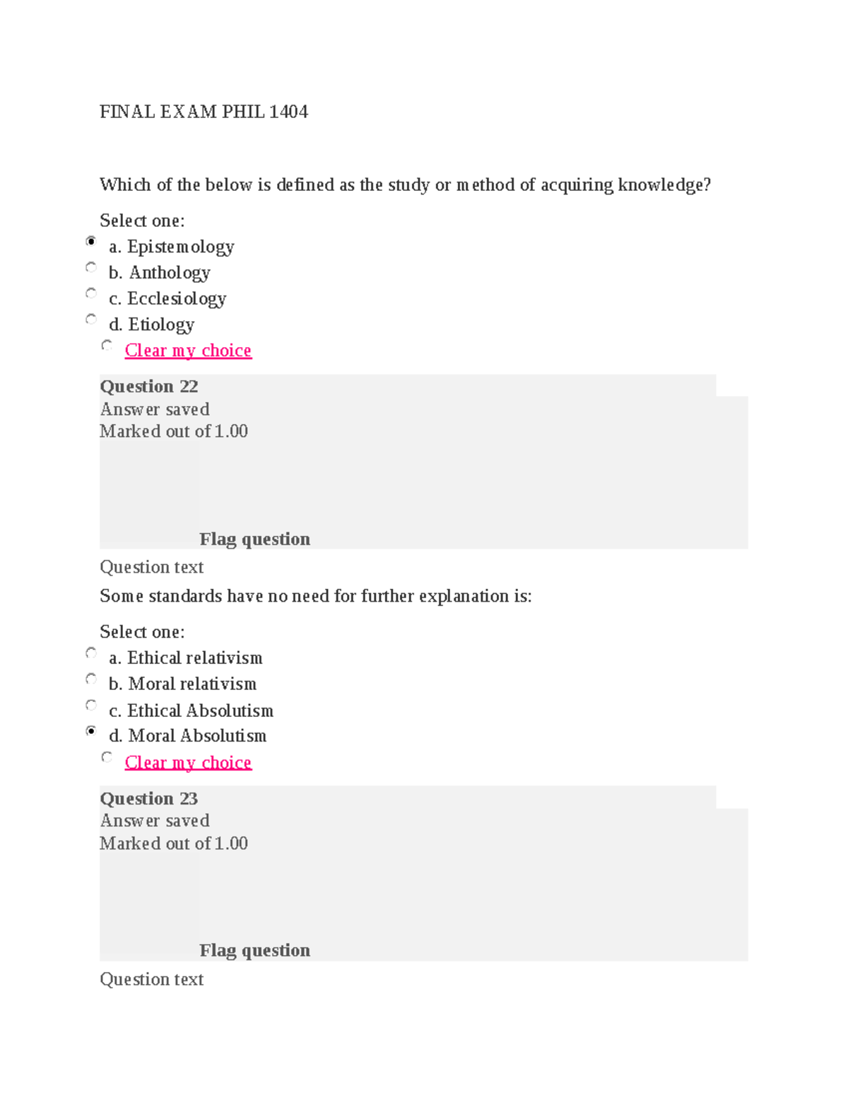 Final Exam Study Guide for PHIL 1404: Key Questions & Concepts - Studocu