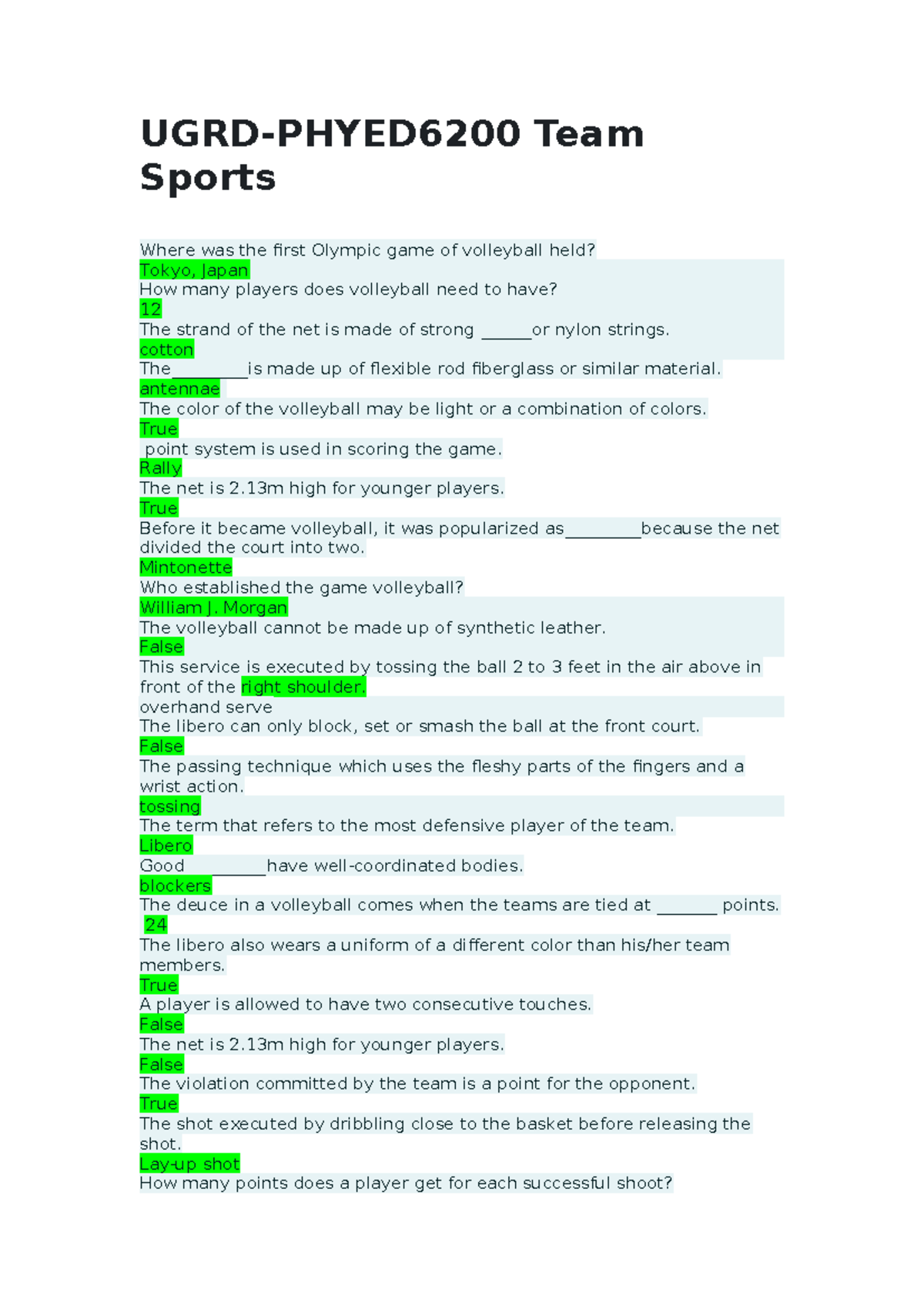 UGRD-PHYED6200 Team Sports Study Notes and Key Concepts - Studocu