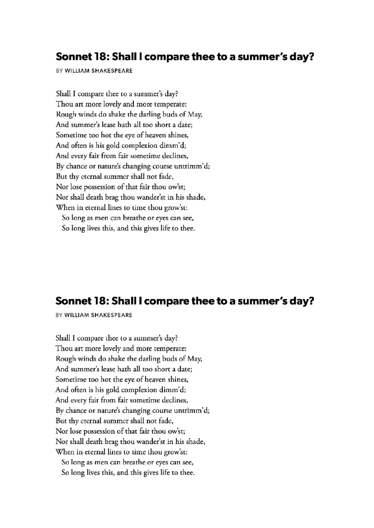 Shakespeare's Sonnet 18: Shall I Compare Thee to a Day? Analysis ...