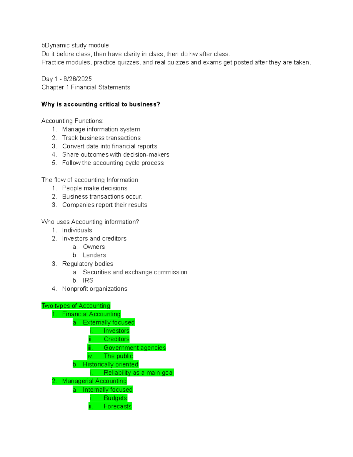 Accounting Notes: Overview and Key Concepts for Quiz Prep (ACCT 101 ...