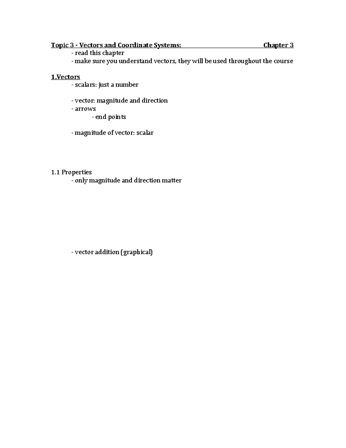 Vectors and Coordinate Systems: Topic 03 (Chapter 3) Notes - Studocu