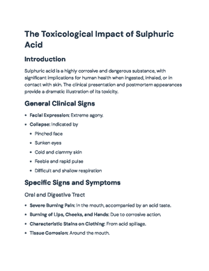 Sulphuric Acid Exposure: Symptoms and Postmortem Appearances Summary ...