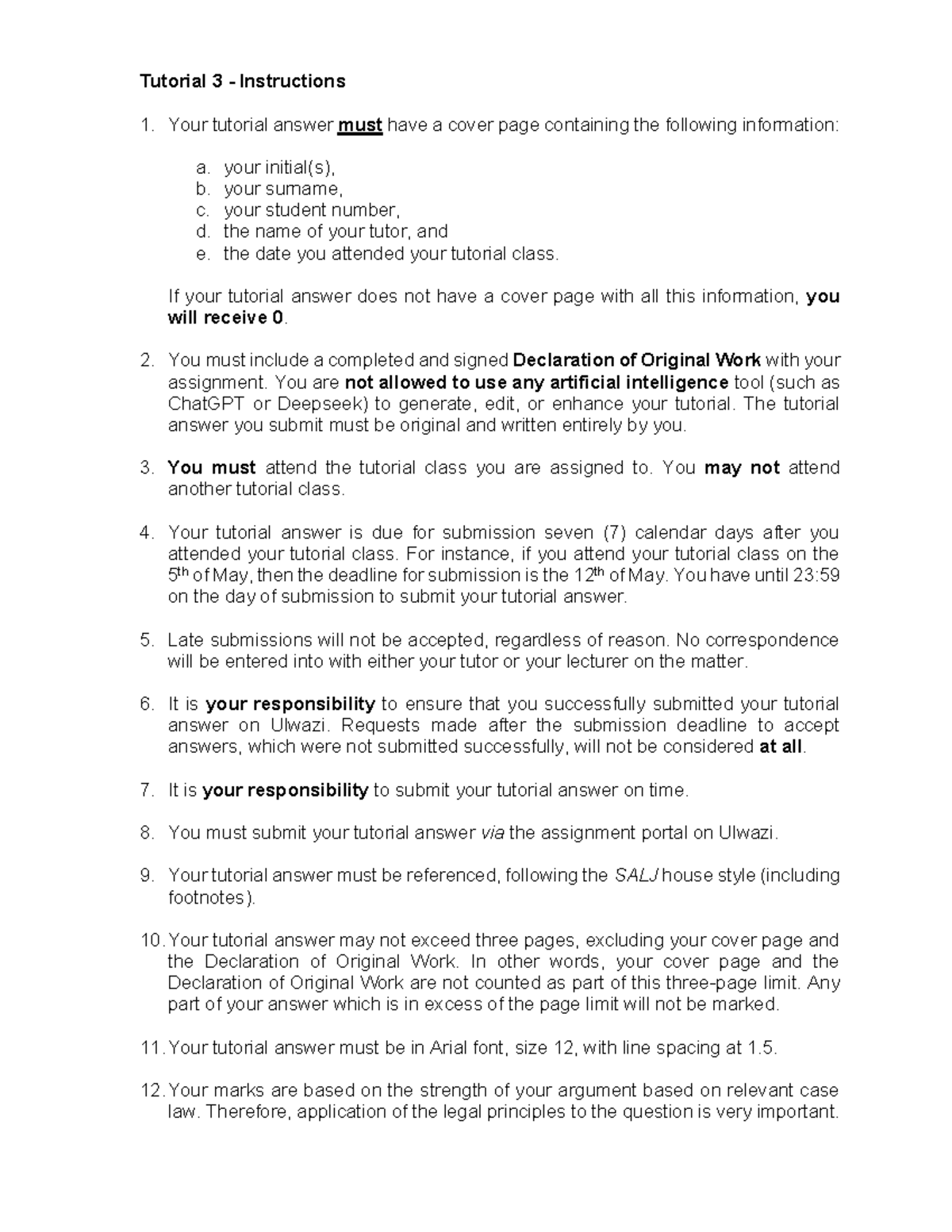 Tutorial 3 - Instructions and Practice Questions Guide - Studocu