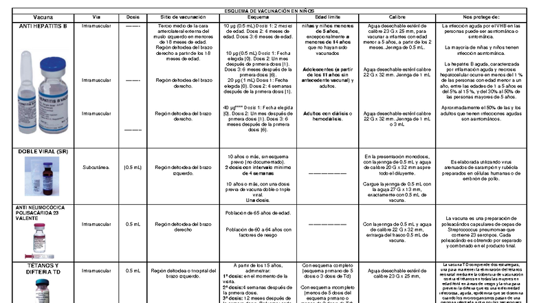 Esquema de Vacunación ANTI HEPATITIS B en Niños y Adultos - Studocu