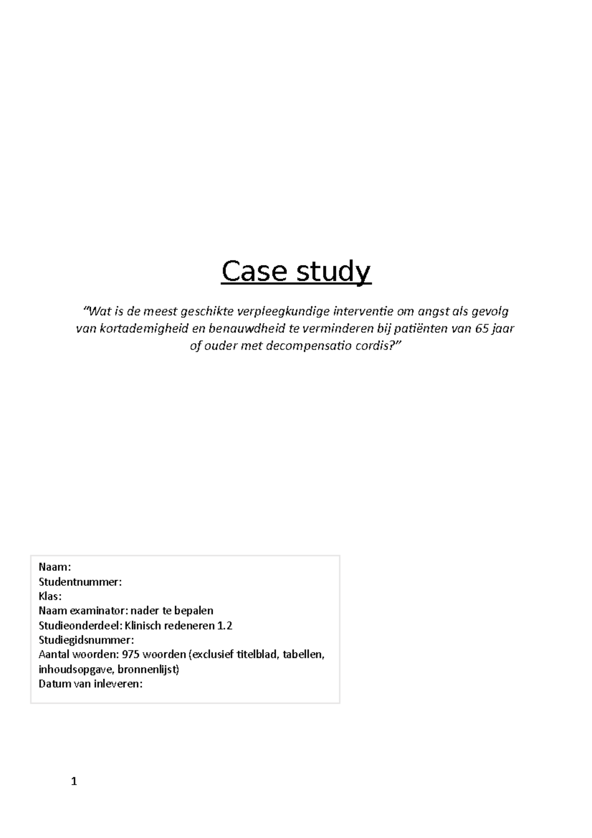 case study voorbeeld zorg