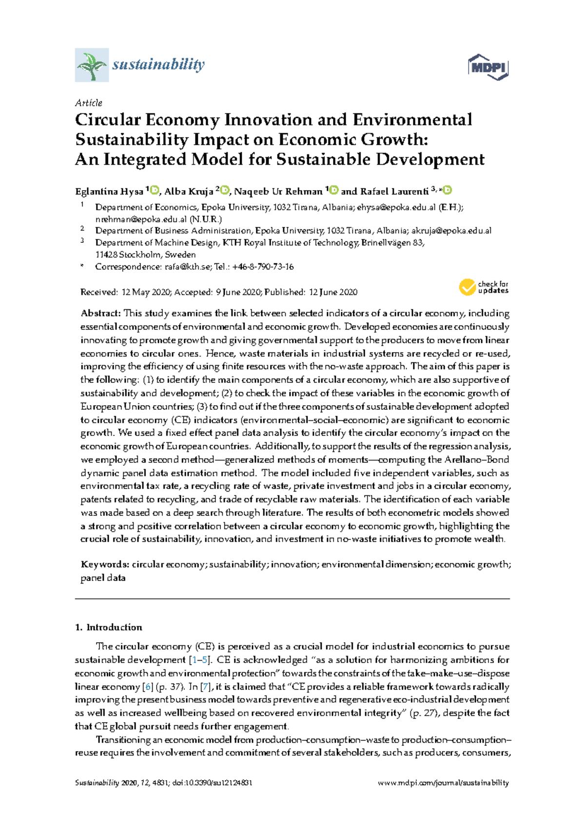 Sustainability 12 04831 v3 - sustainability Article Circular Economy ...