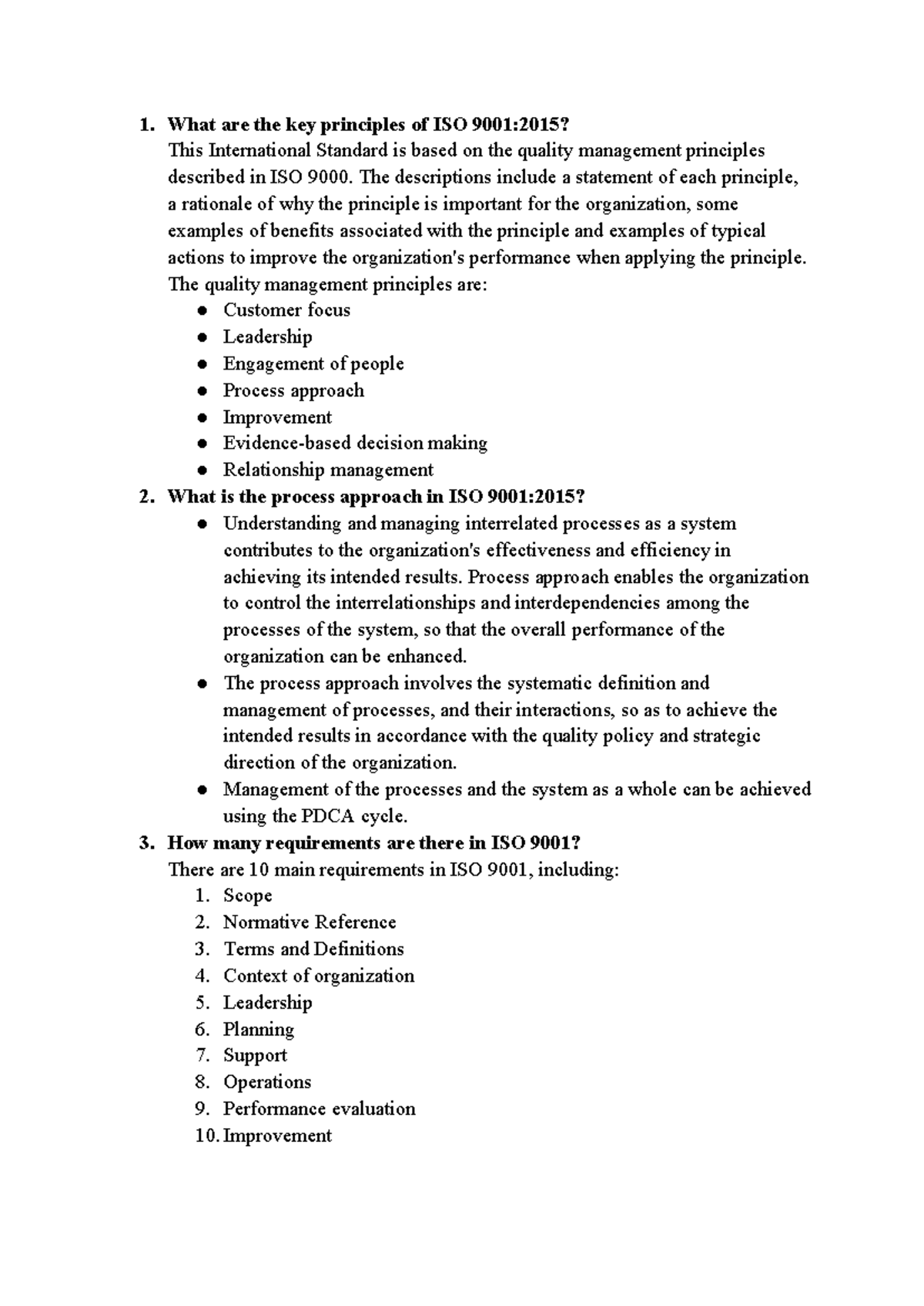 Homework 7 11 ISO 9001 2015 - What are the key principles of ISO 9001: ...