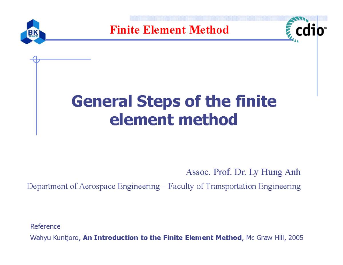 FEM 2 - General Steps in the Finite Element Method - Studocu
