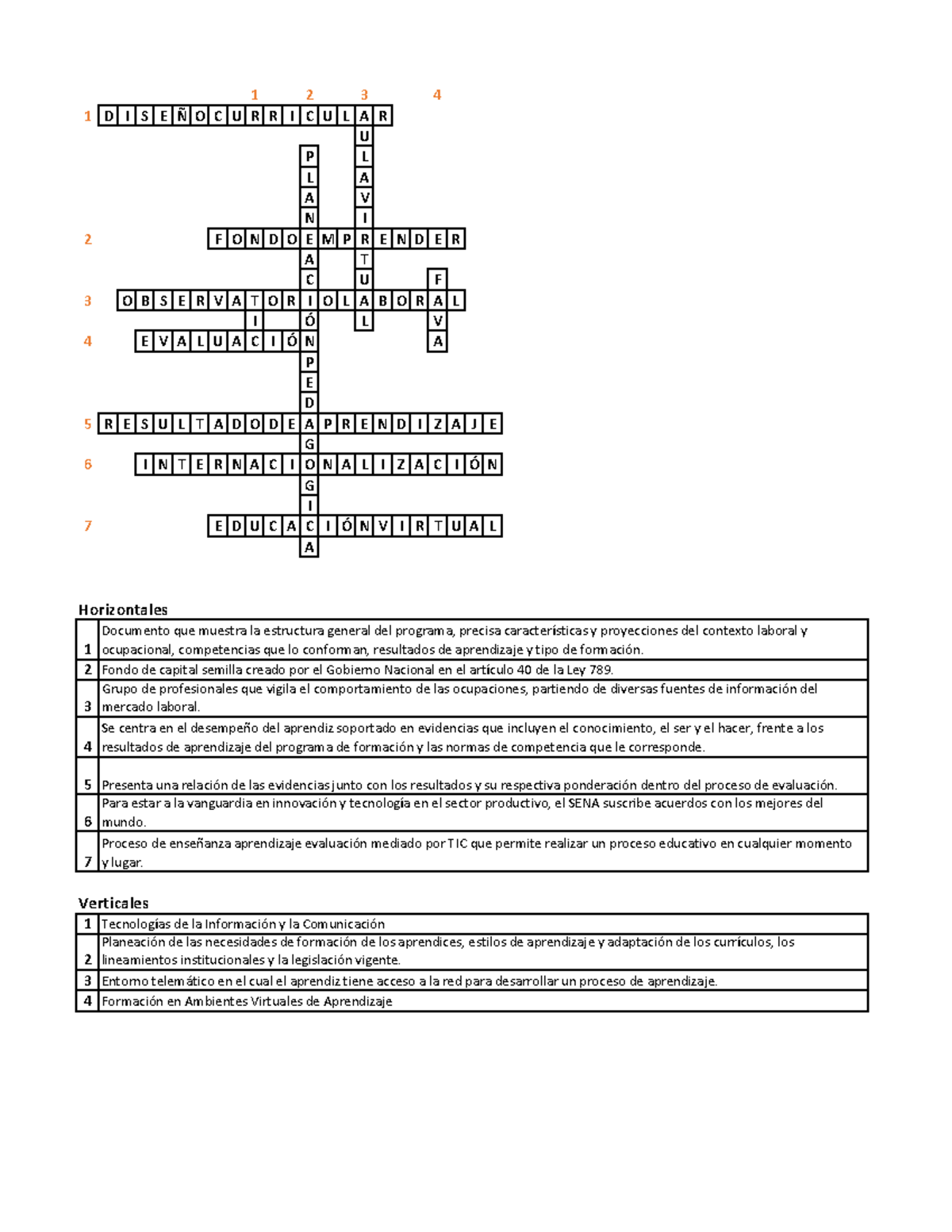 Crucigrama Actividades Inducción: Estructura y Resultados  - Document Preview