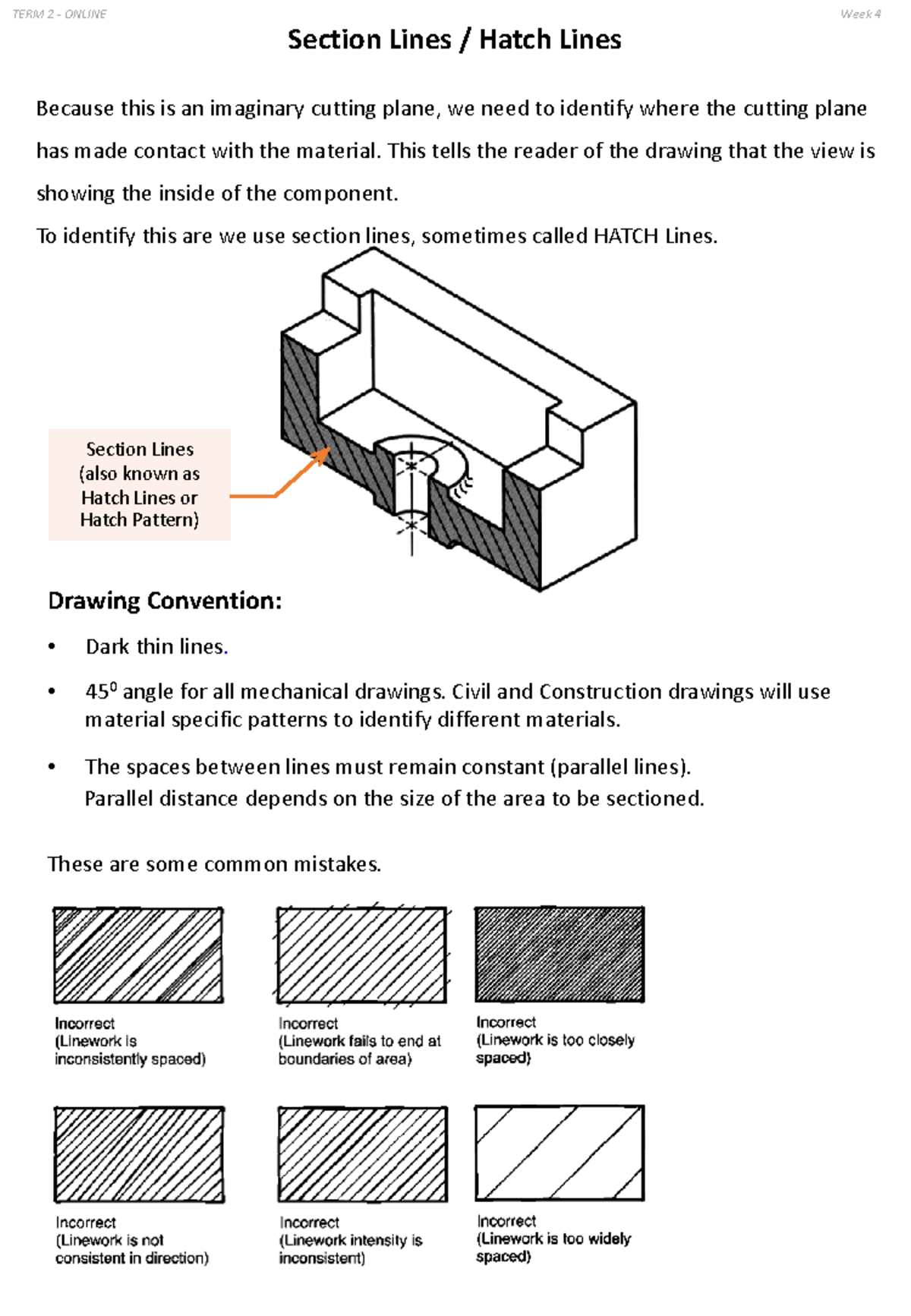 5. Hatch Lines - Section Lines / Hatch Lines TERM 2 - ONLINE Week 4 ...