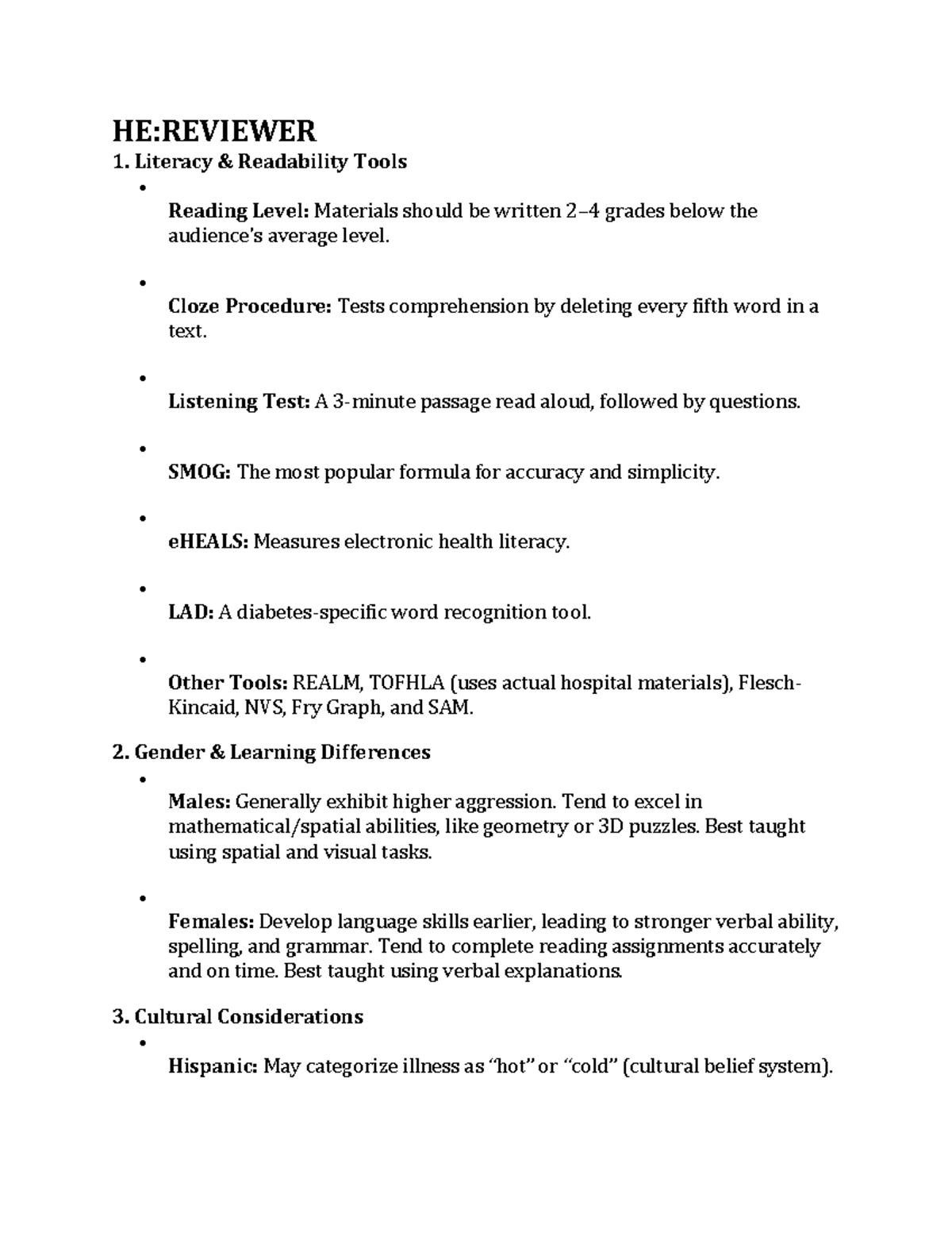HE: Reviewer - Literacy, Gender, Culture & Disability Models - Studocu