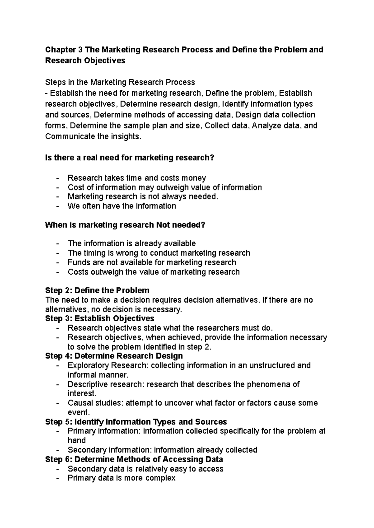 MR-102 Marketing Research Process Final Exam Cheat Sheet - Studocu