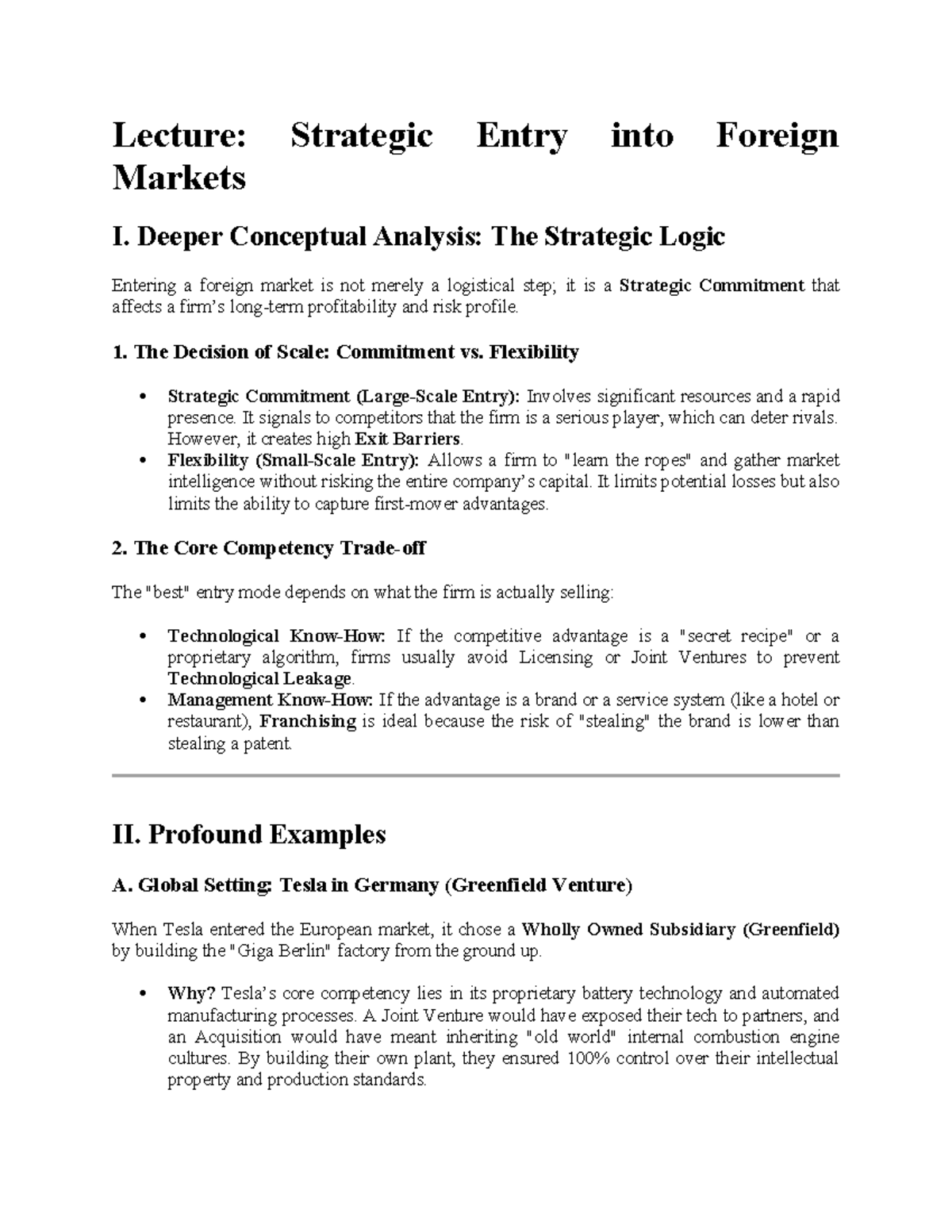 Lecture: Strategic Entry into Foreign Markets - Concepts & Case Studies ...