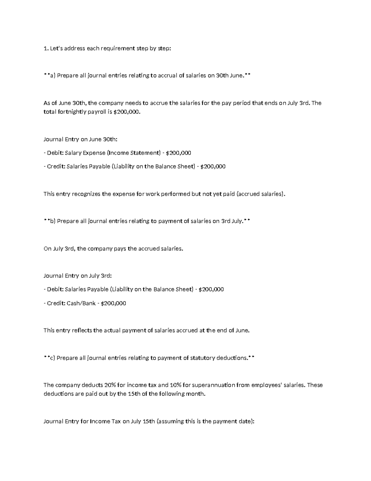 AF210 week 8 solutions - Let's address each requirement step by step: a ...