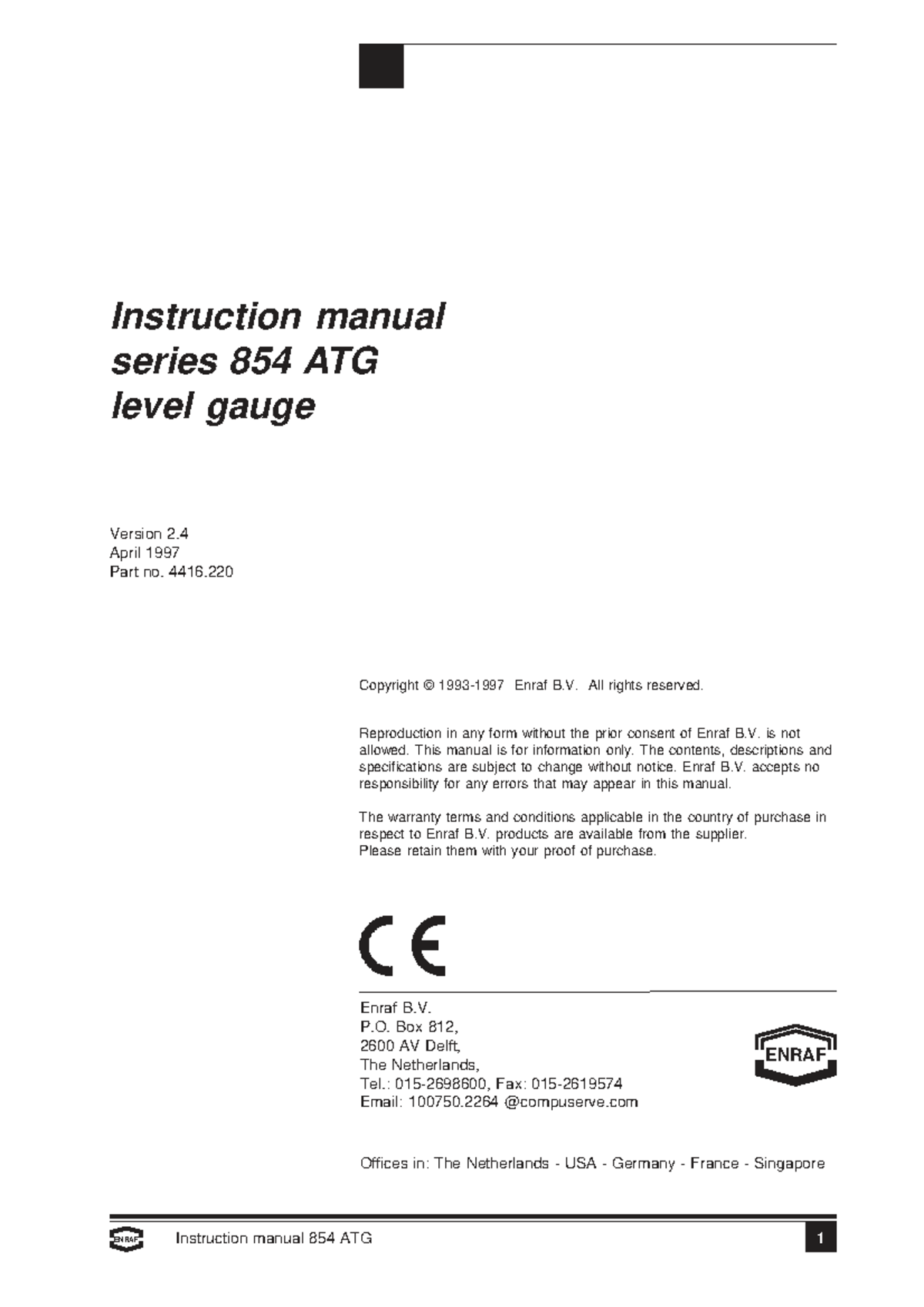 220 V24 - Instruction Manual for 854 ATG Level Gauge (Version 2.4 ...