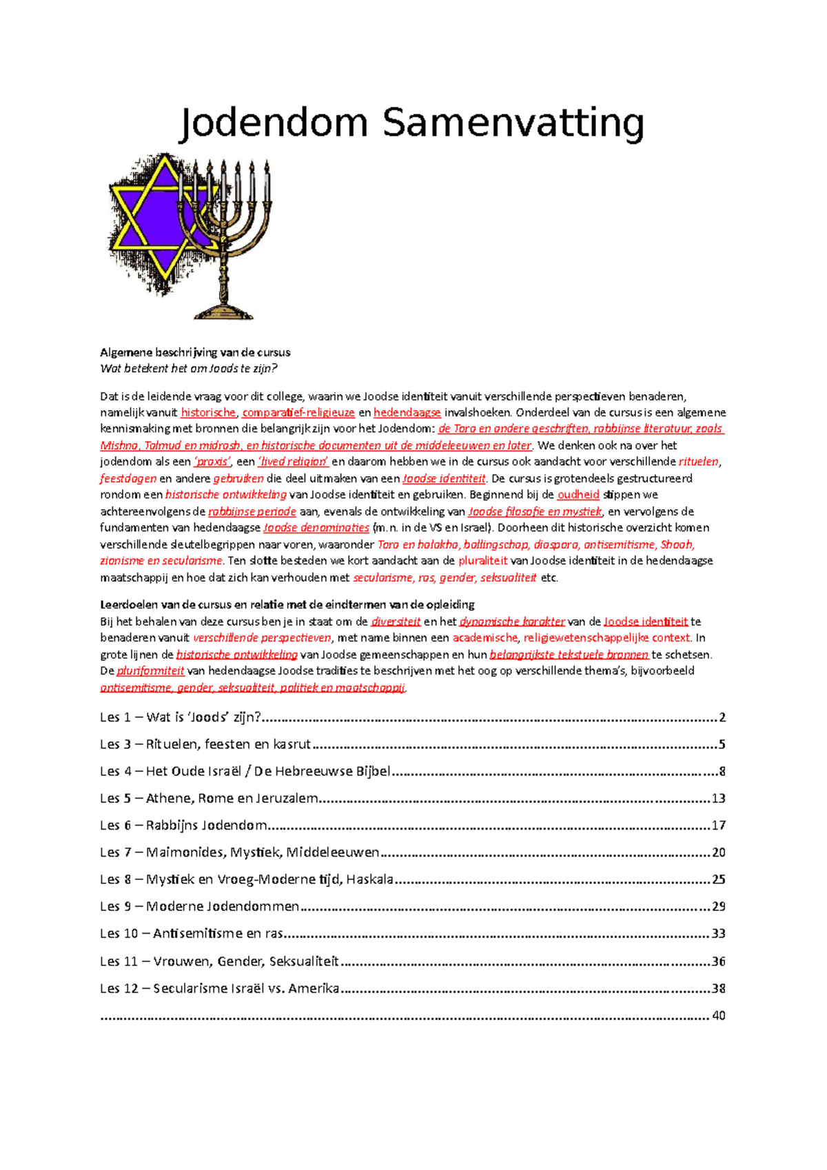 Samenvatting Jodendom: Identiteit, Geschiedenis en Rituelen (Cursus ...
