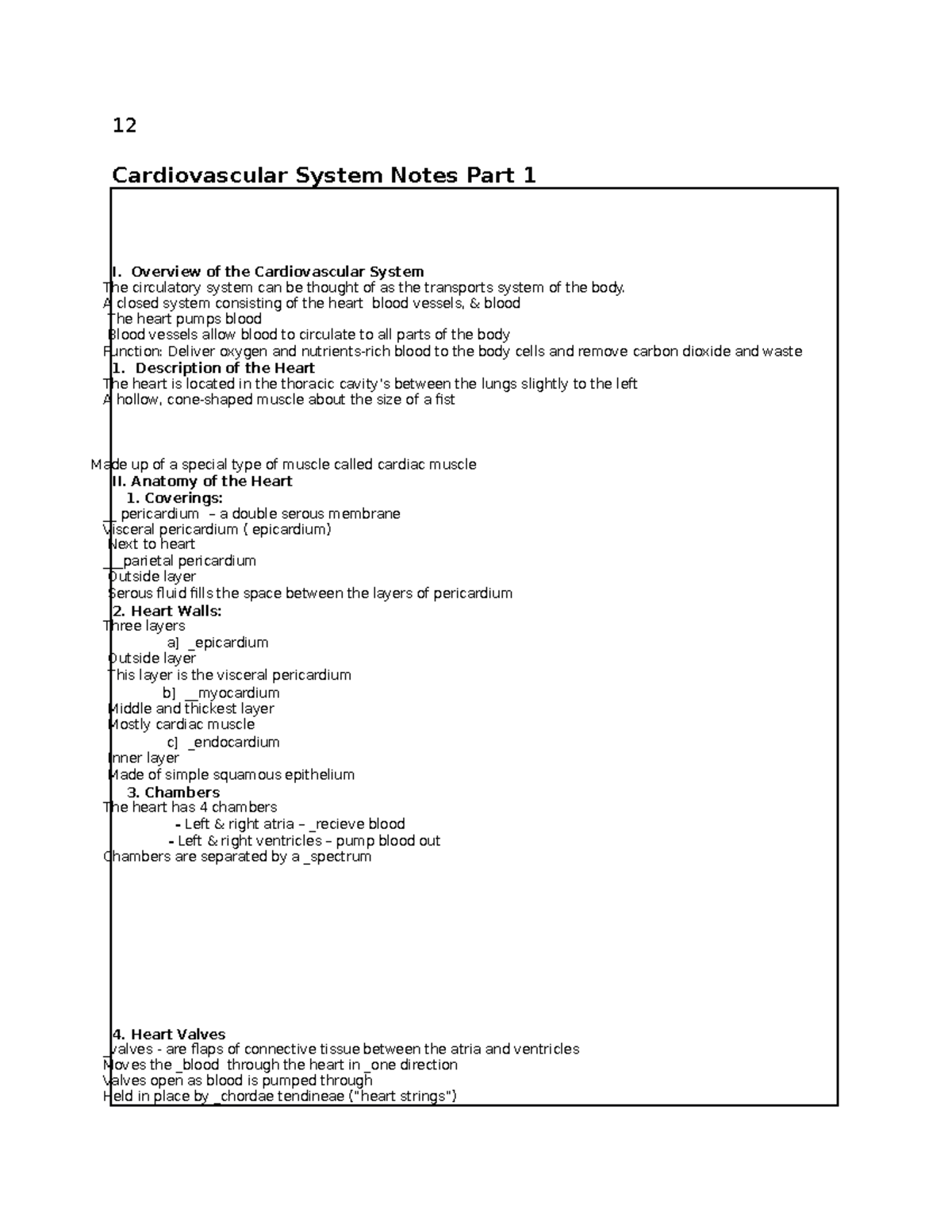 Cardiovascular System Notes (BIO101) - Comprehensive Guide Part 1 - Studocu