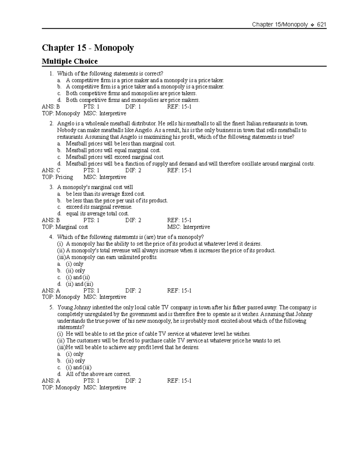 Chapter 15 - Monopoly - Lecture notes 15 - Chapter 621 Chapter 15 ...