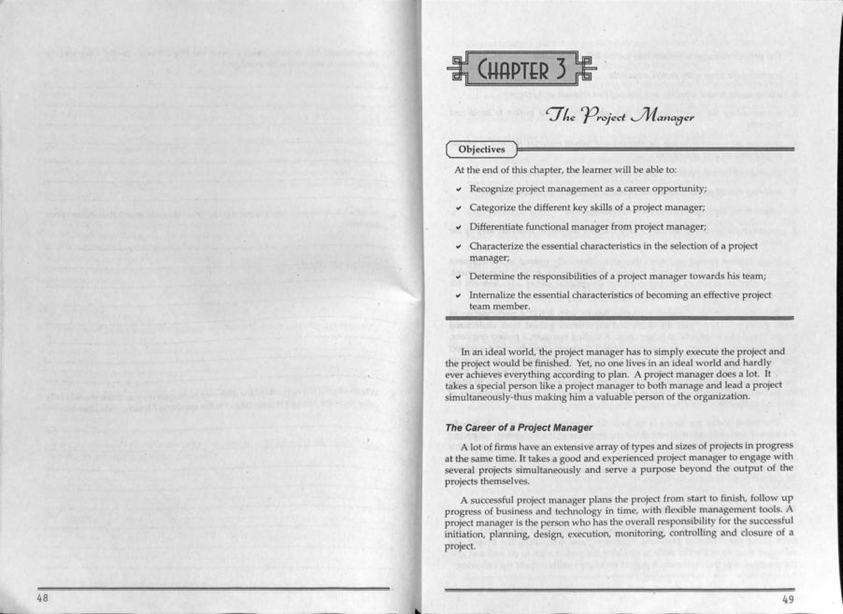 C3 The Project Manager - Useful for accounting students. - CHAPTER 3 ...
