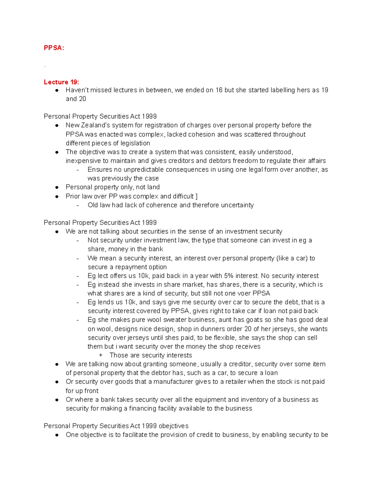 LAWS301 (Property) Lectures: Tri 1, Weeks 7-8 - Overview of PPSA - Studocu
