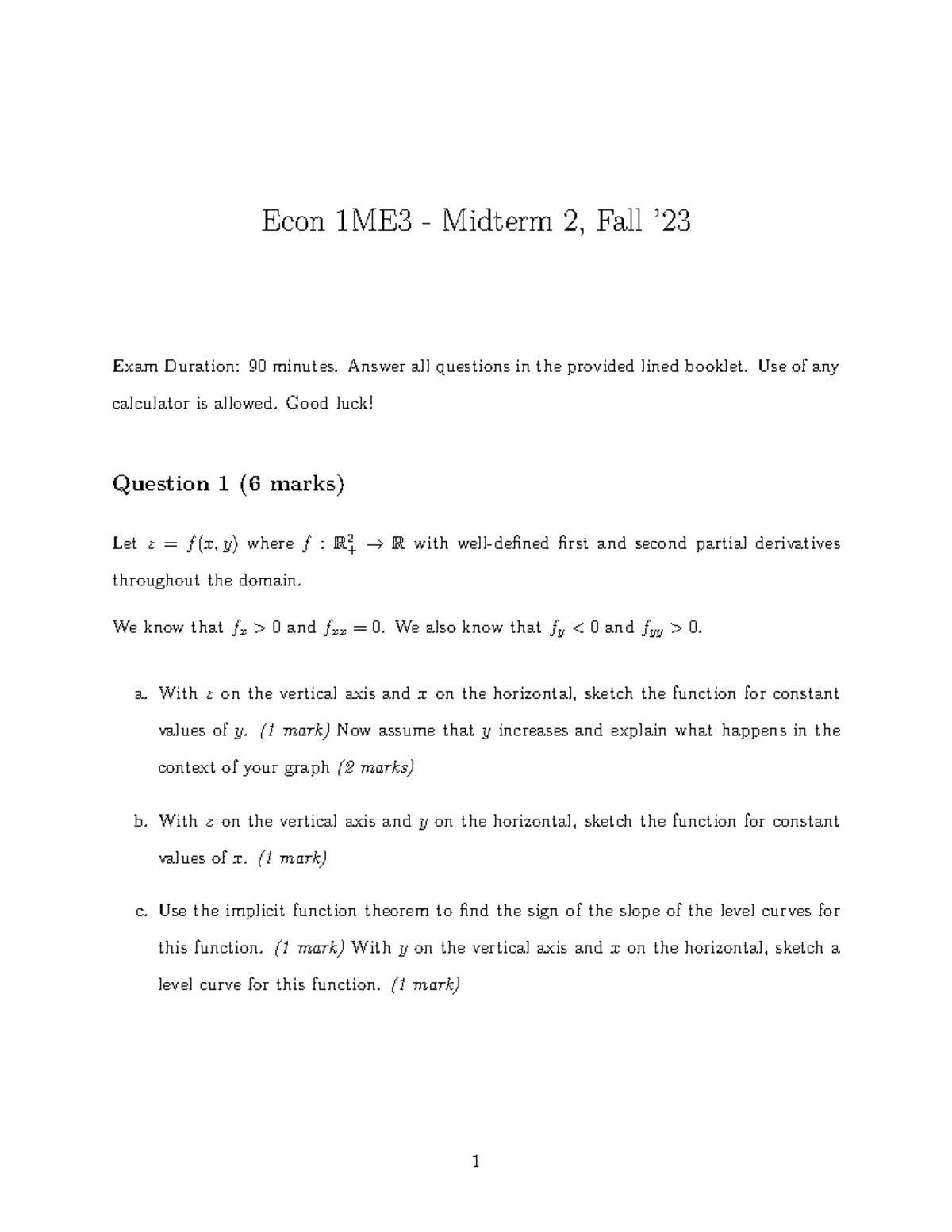 Econ 1ME3 Midterm 2 Exam Review - Fall 2023 - Studocu