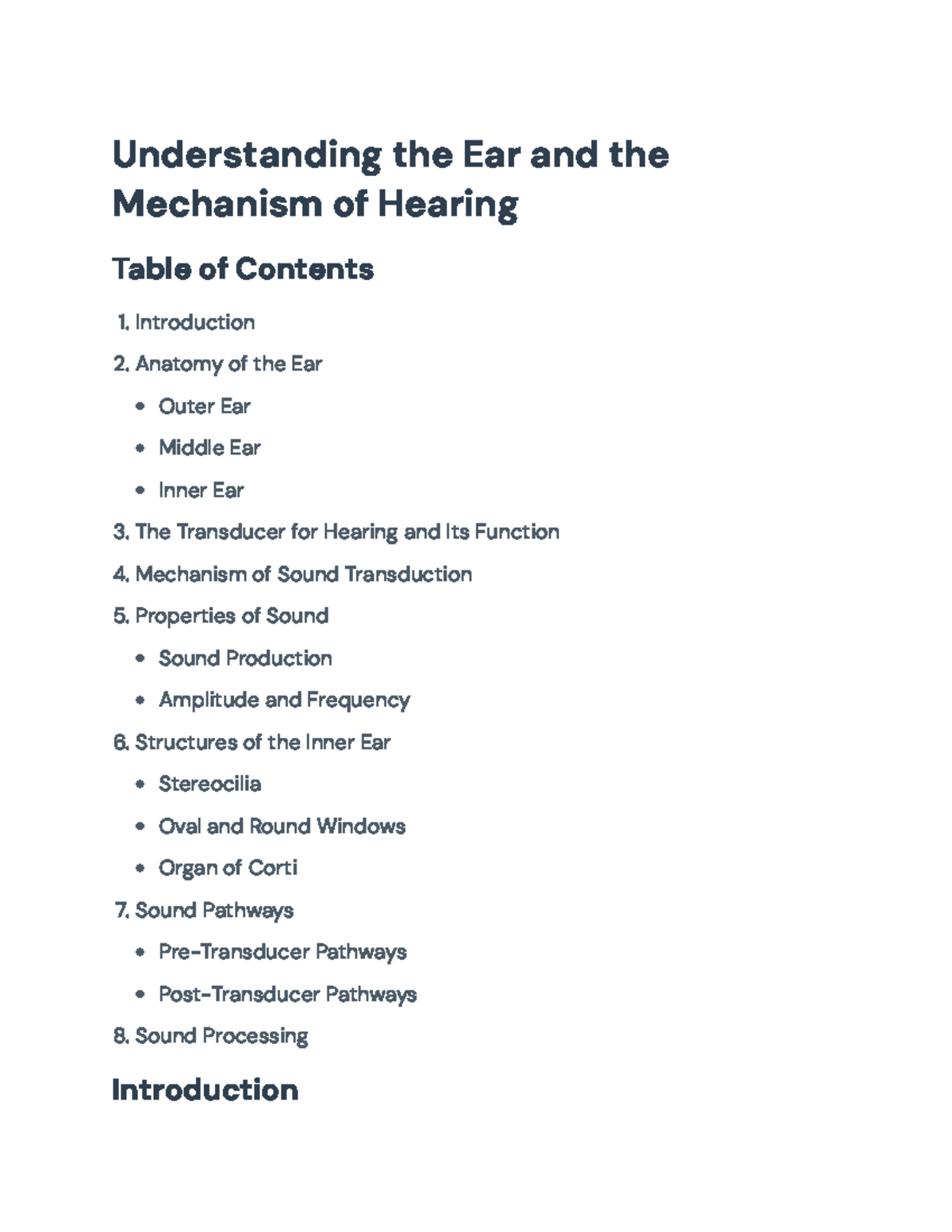 Understanding the Anatomy and Mechanism of Hearing (BIO 101 Lecture ...