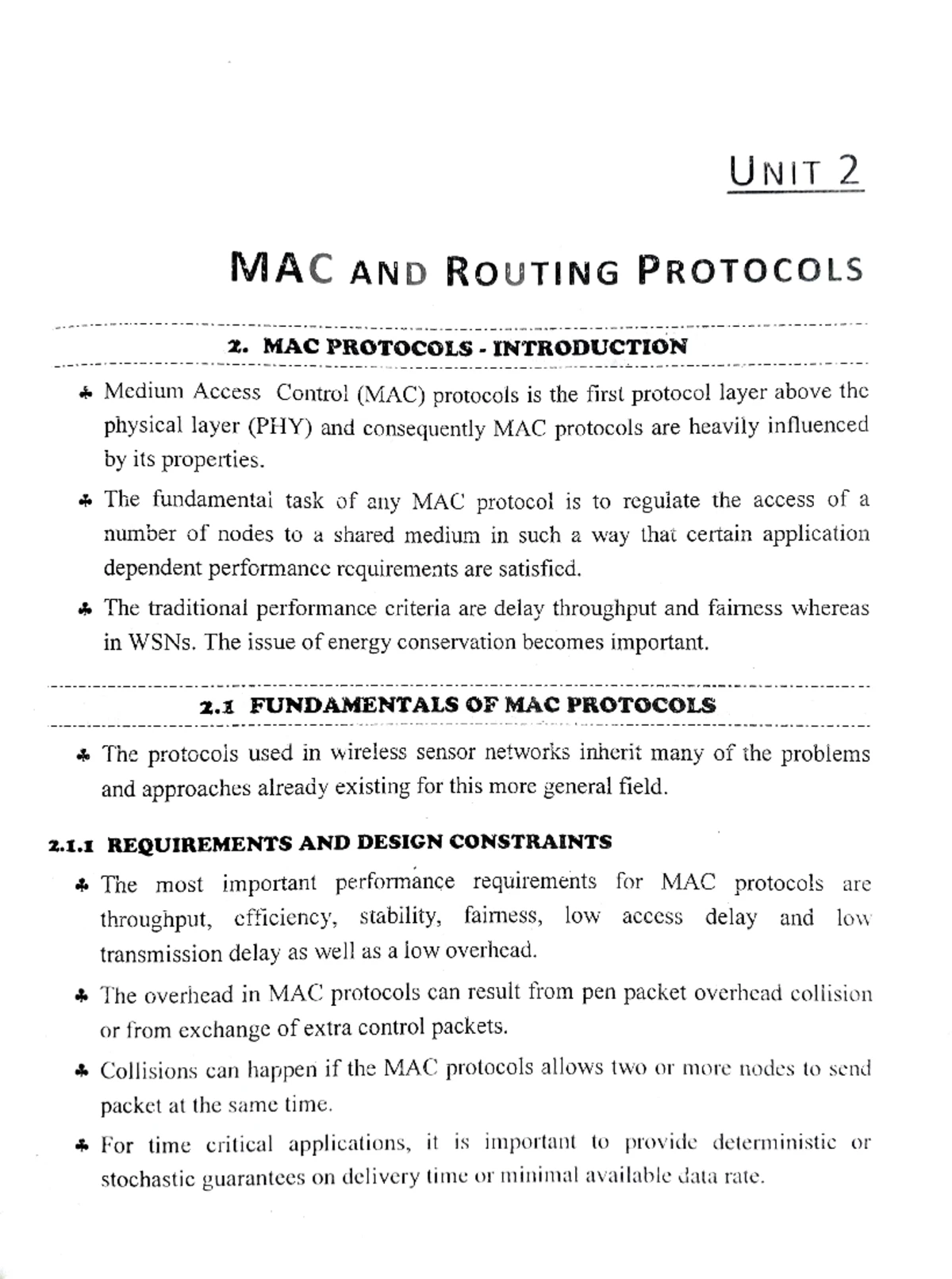 WSND UNIT 3 - All unit notes - UNIT 3 6LOWPAN 3. MAC PROTOCOLS ...
