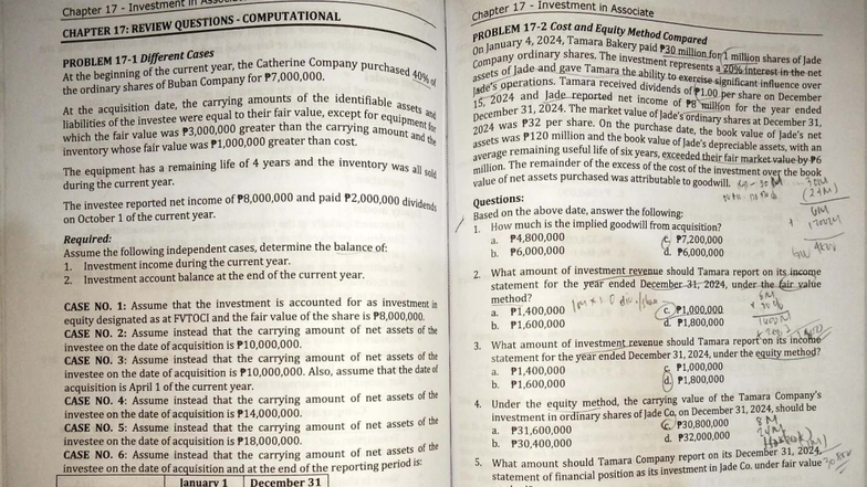 CHAPTER 17: REVIEW Investment in Associate Cases and Problems - Studocu