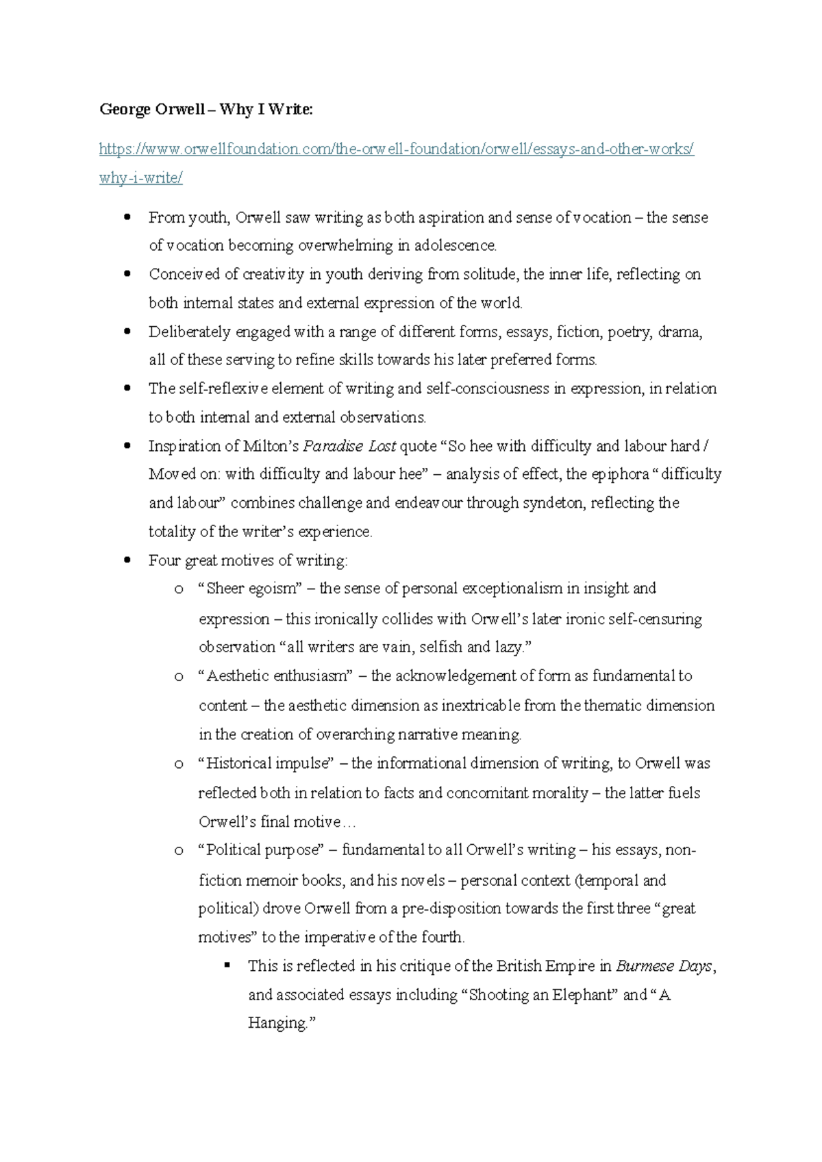 ENG 101: Readings Notes on Orwell, Lamott, and Goldberg - Studocu