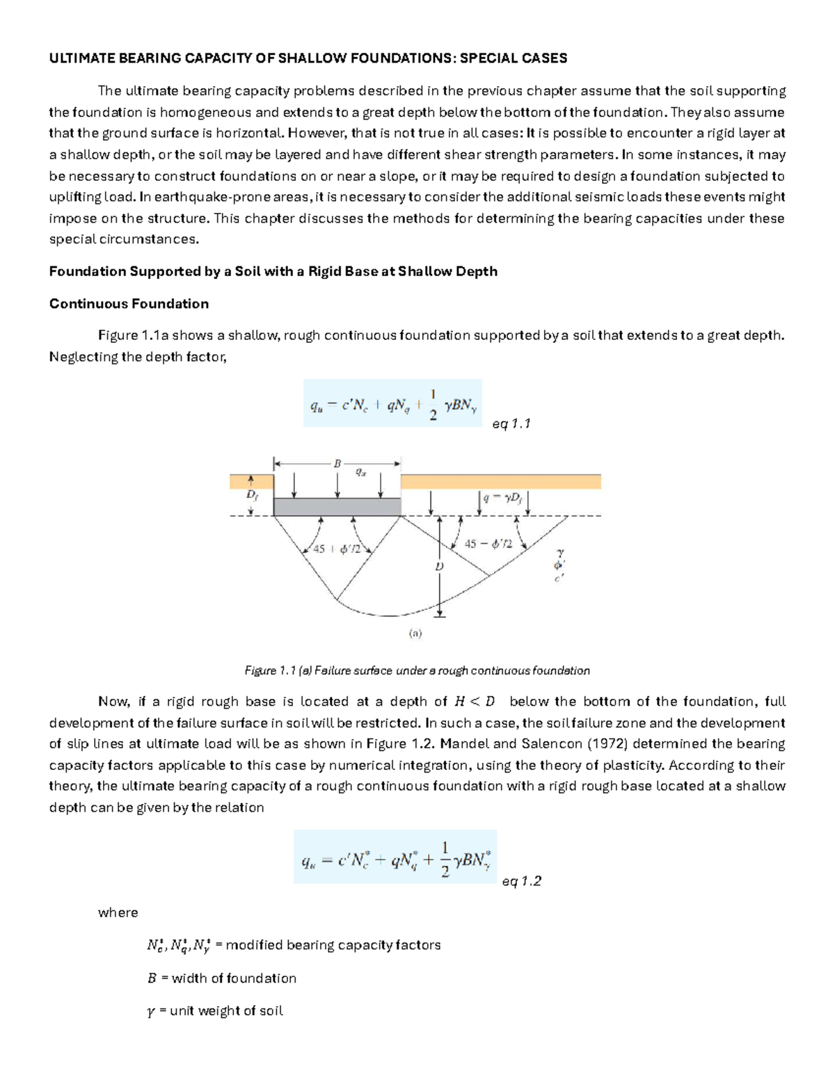 Lesson 5: Ultimate Bearing Capacity of Shallow Foundations - Special ...