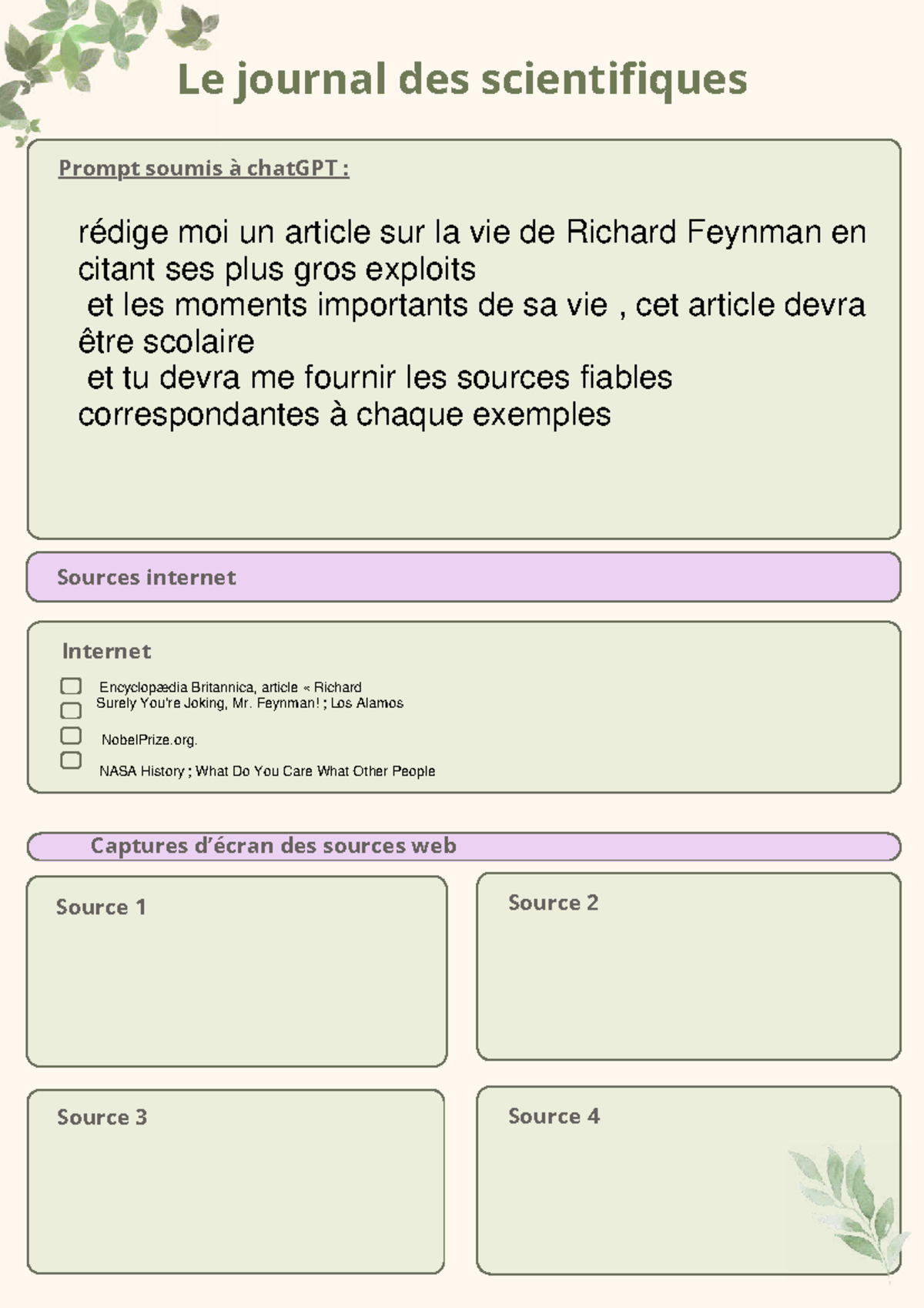 Le journal des scientifiques document re-ponse - Sciences de la vie et ...