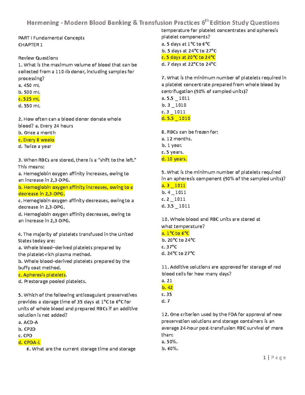 BB - Harmening 6th Edition Study Questions with Answers - Studocu