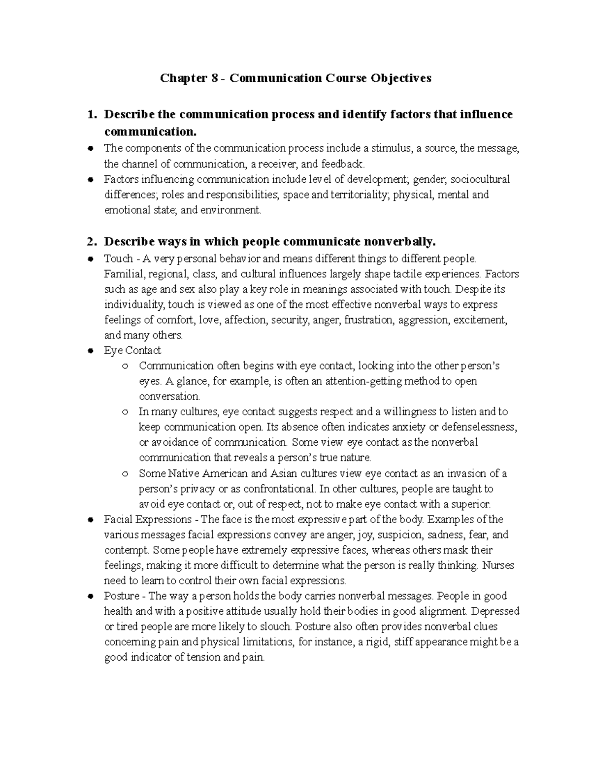 Chapter 8 - Communication Course Objectives - Chapter 8 - Communication ...