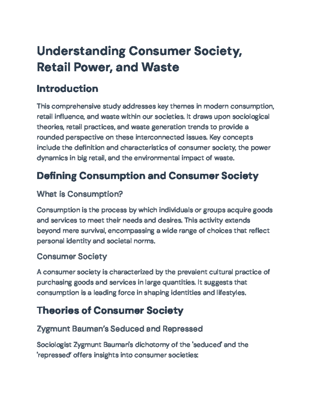 Understanding Consumer Society and Waste in Modern Retail Dynamics ...