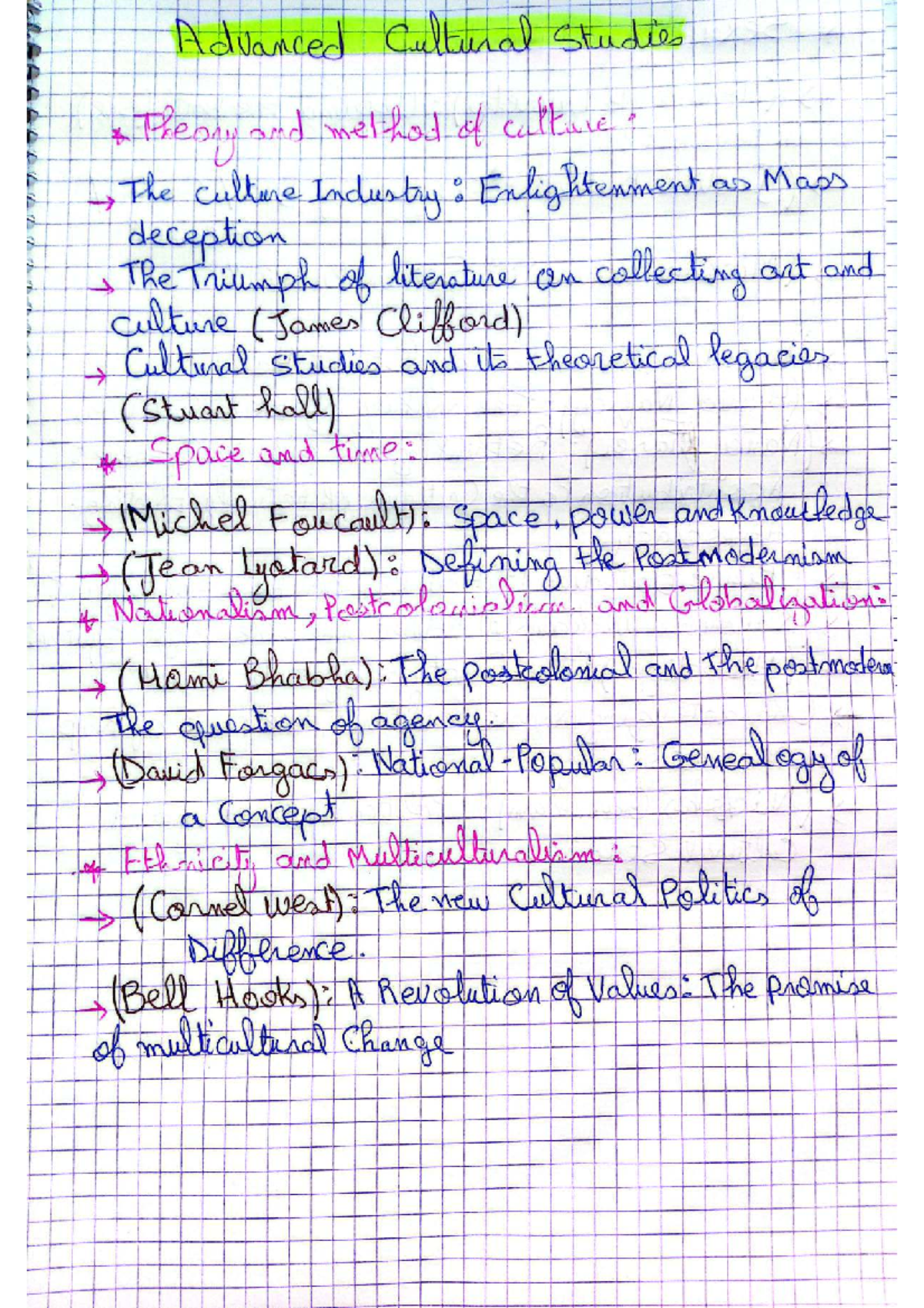 Advanced Cultural Studies: Key Theories and Concepts - Studocu