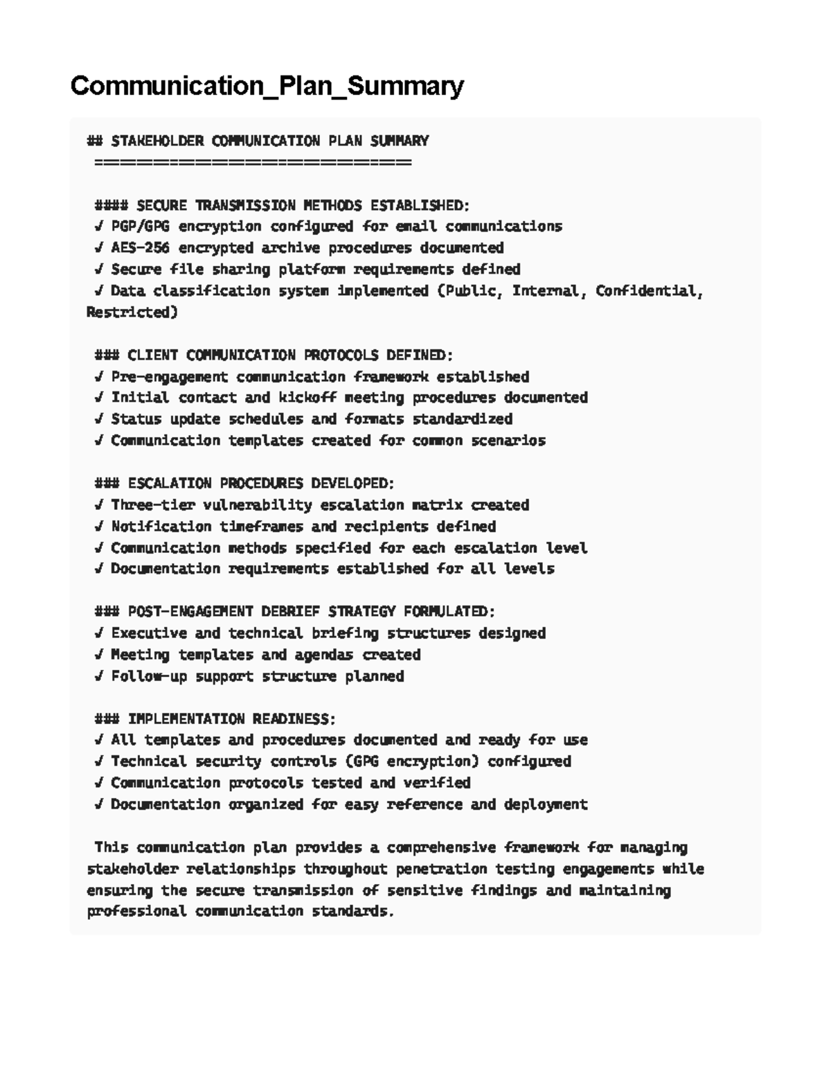 Communication Plan Summary for Stakeholder Engagements - Studocu