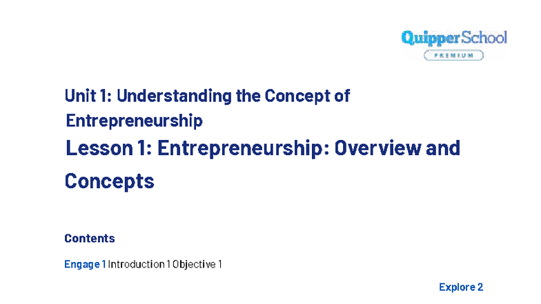 ENT SG Unit 1 Lesson 1: Overview of Entrepreneurship Concepts - Studocu