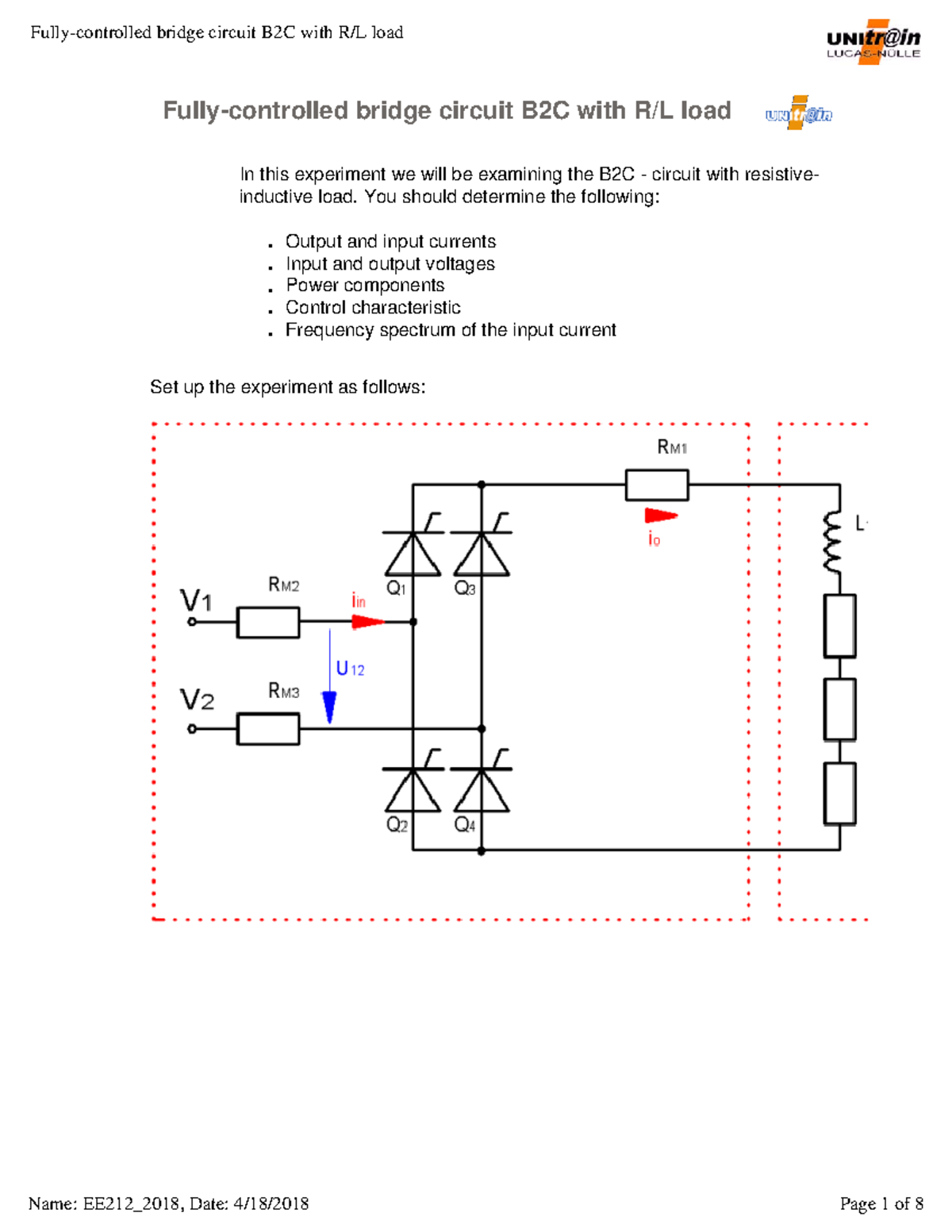 L7 - Set up the experiment as follows: Fully-controlled bridge circuit ...