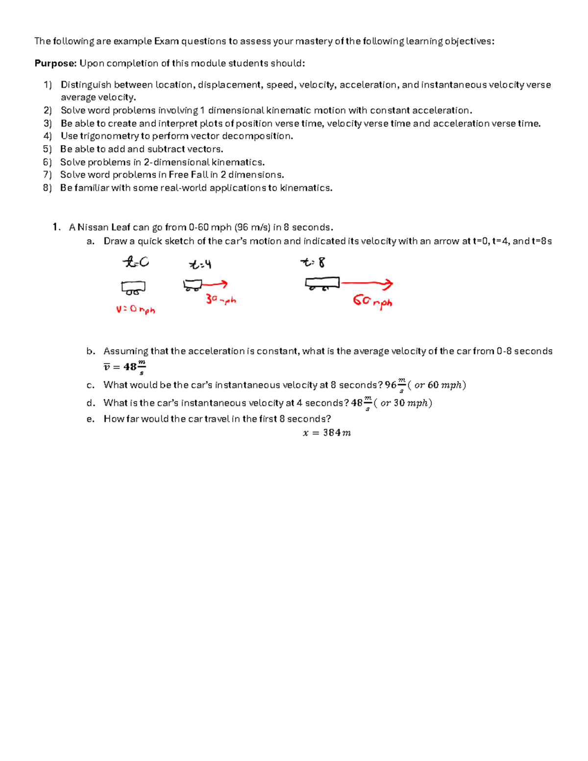 Kinematics in 2D: Study Guide - PHY101 Final Exam Prep - Studocu