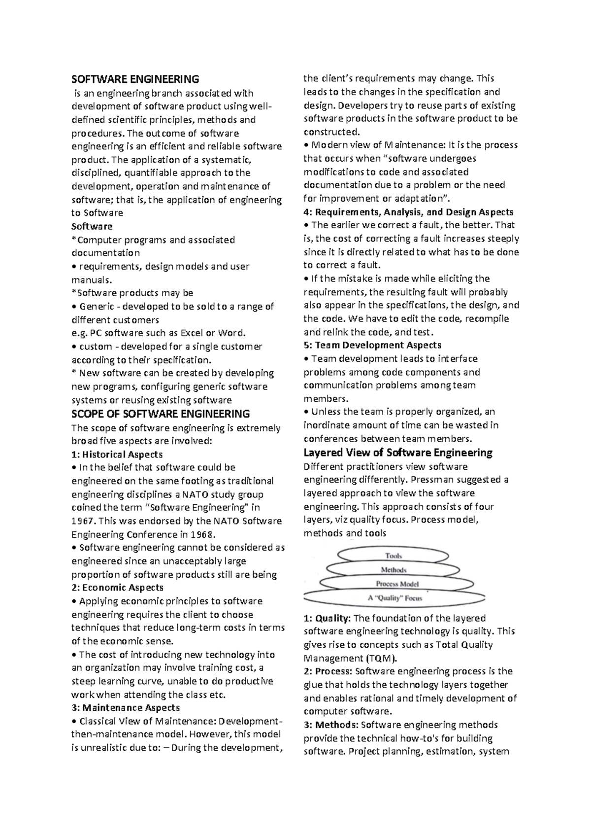 SEPM Short Notes: Software Engineering Concepts & Models - Studocu