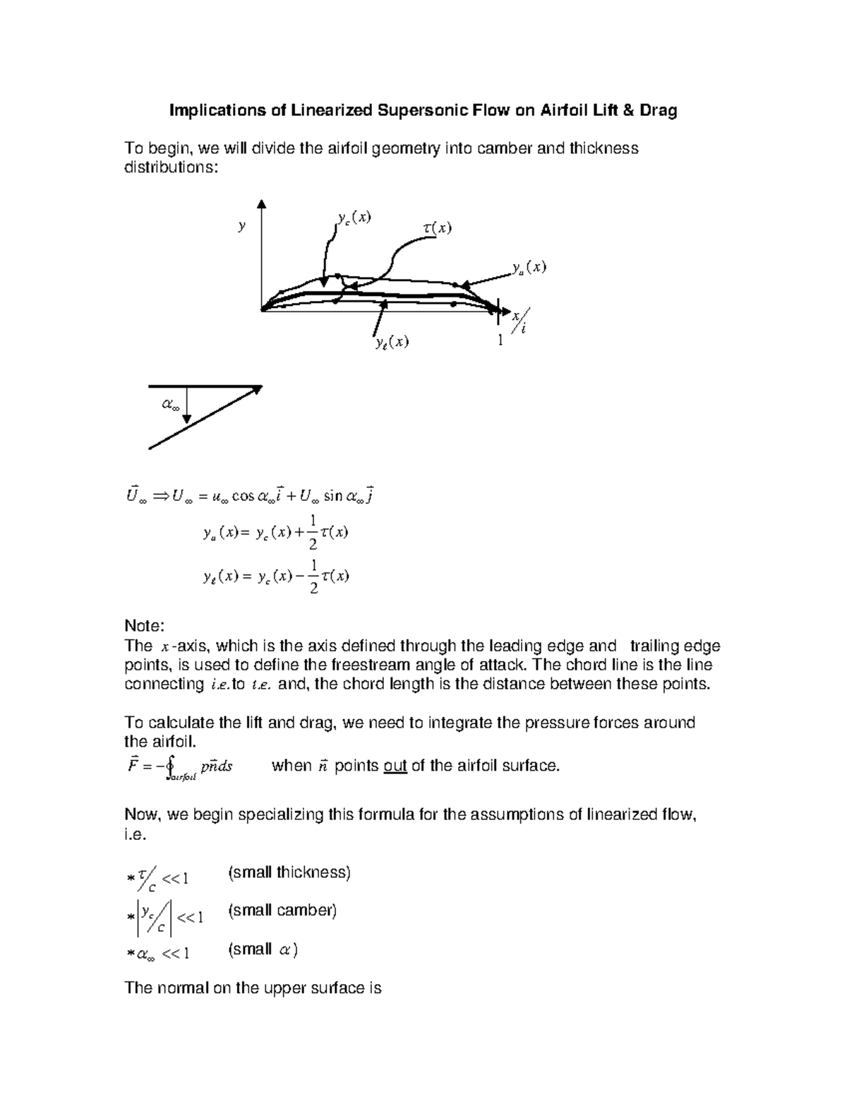 Implications of Linearized Supersonic Flow on Airfoil Lift and Drag ...